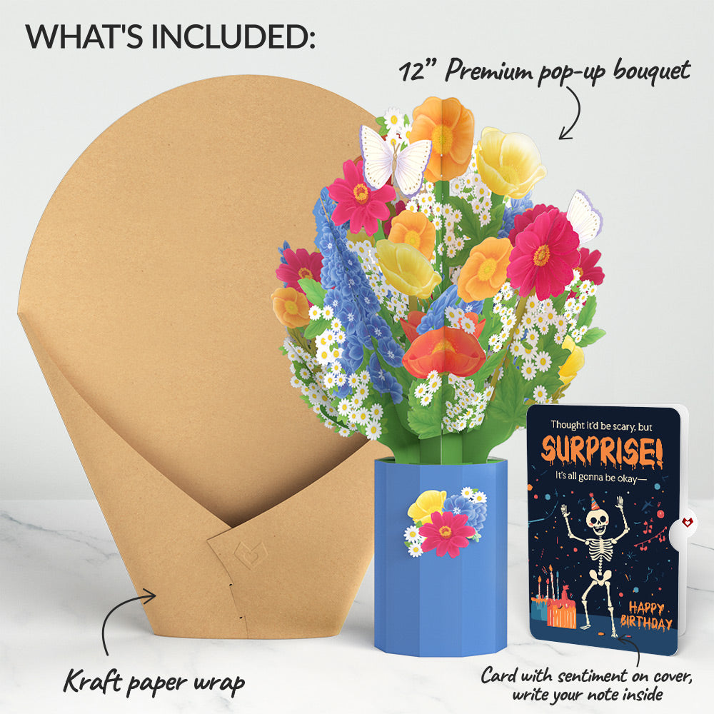 Wildflower Birthday Bouquet and Surprise Skeleton Sentiment Set、mySite、solidvoid