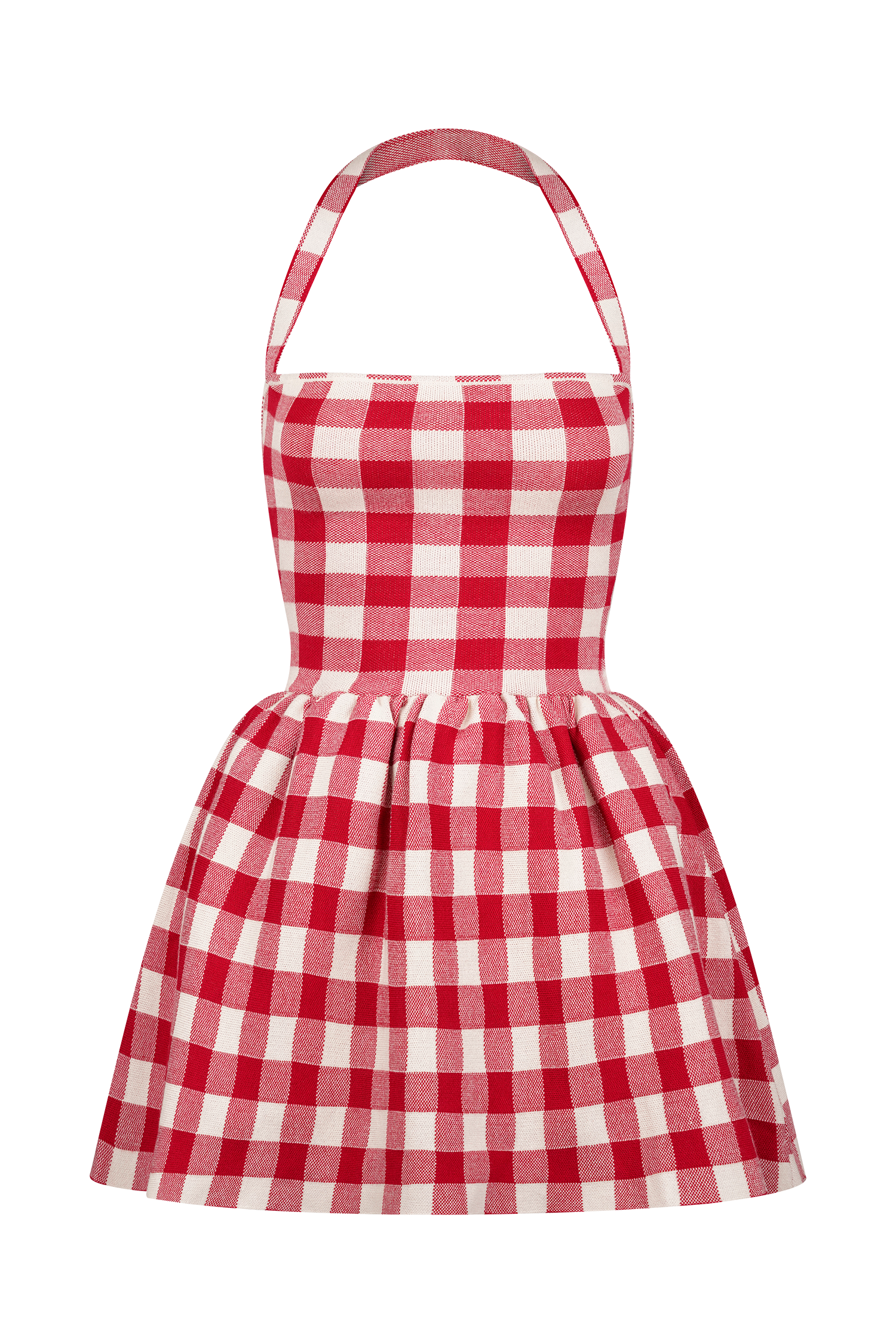 Lindsay Halter Knit Mini Dress - Red Gingham、mySite、solidvoid