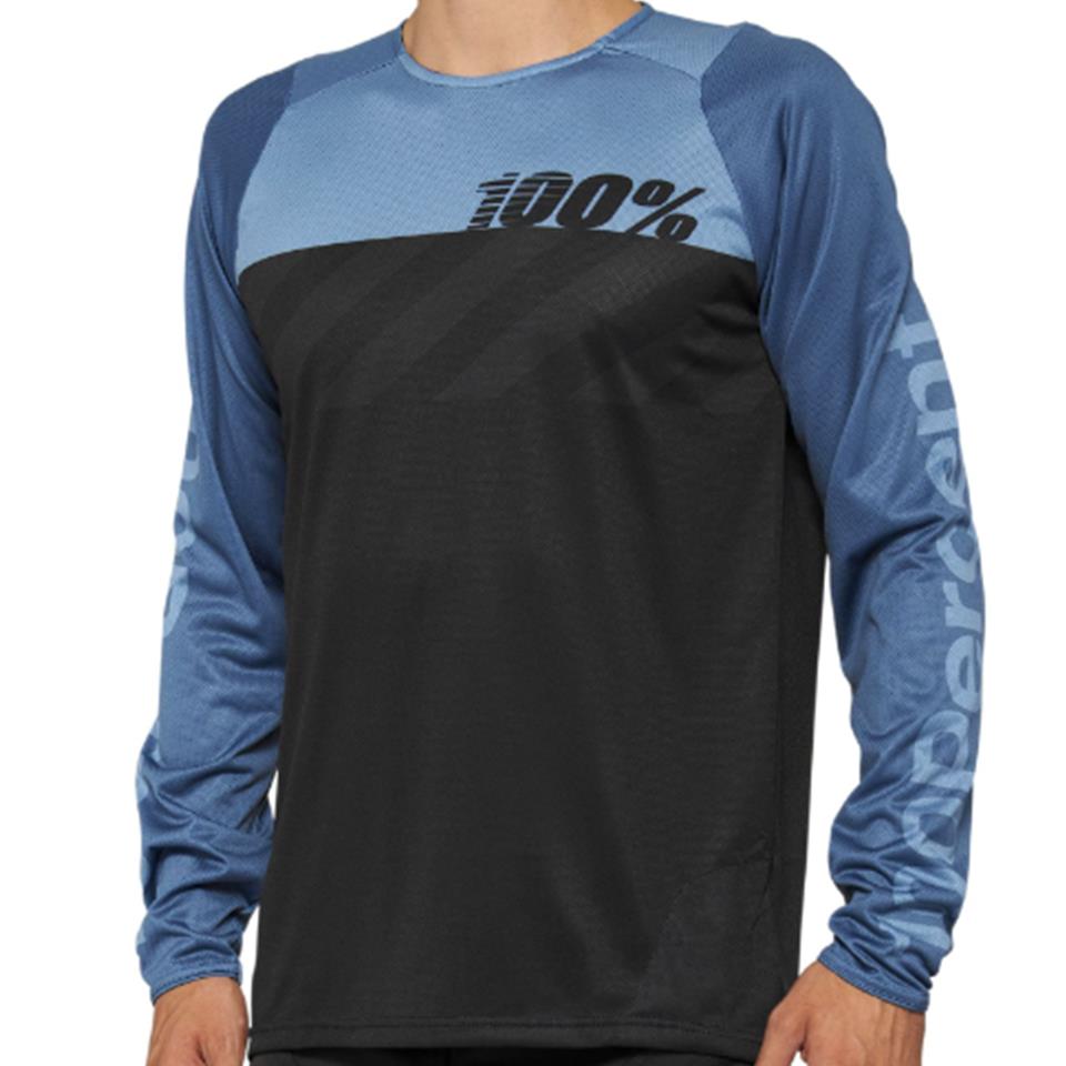  100% R-Core Long Sleeve 2022 Race Jersey - Black/Slate Blue、mySite、merchandisen