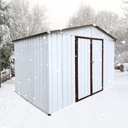 Metal garden sheds 8ft×6ft outdoor storage sheds Brown + Black、、eastwooduniform
