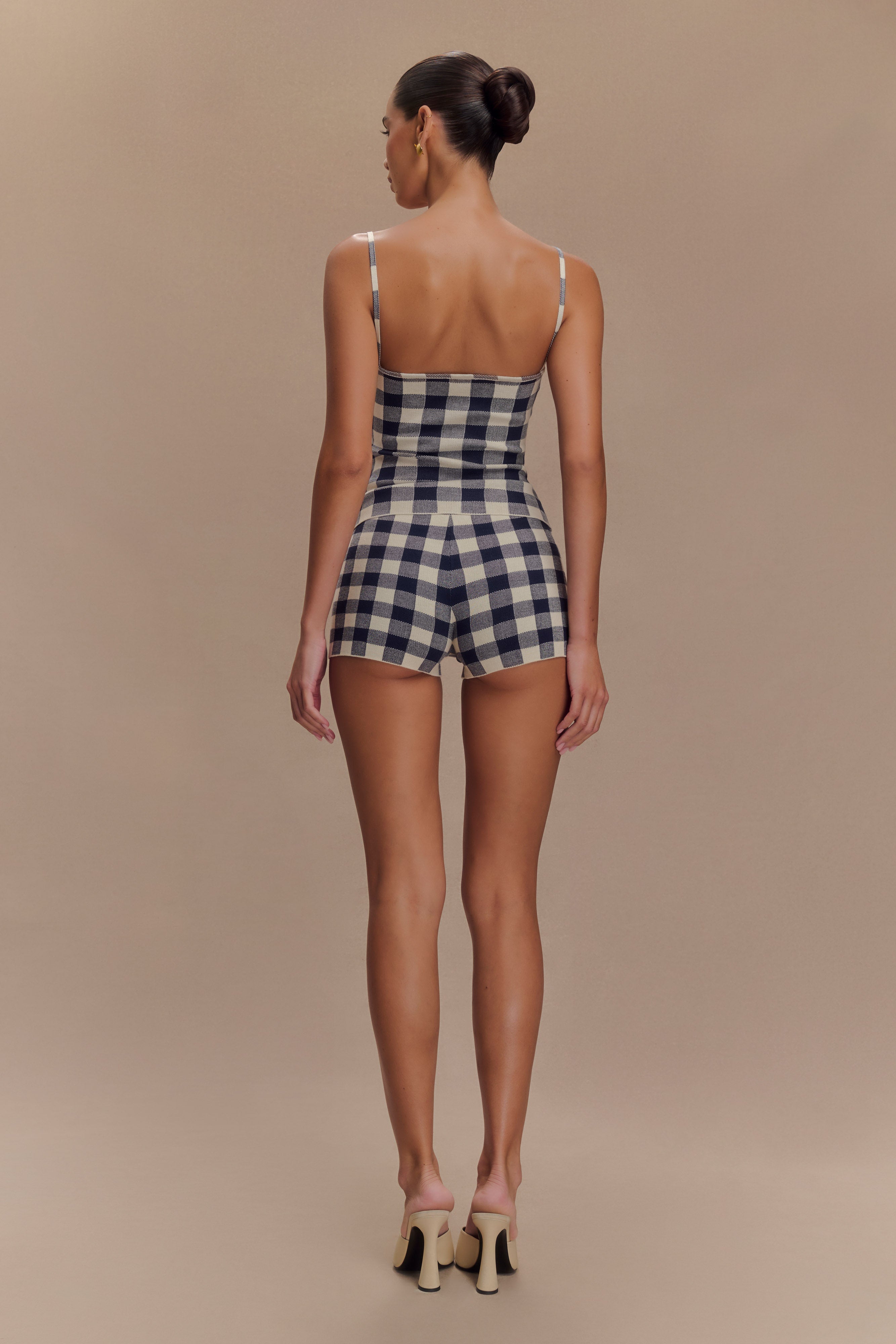 Marcie Knit Short - Navy Gingham、mySite、solidvoid