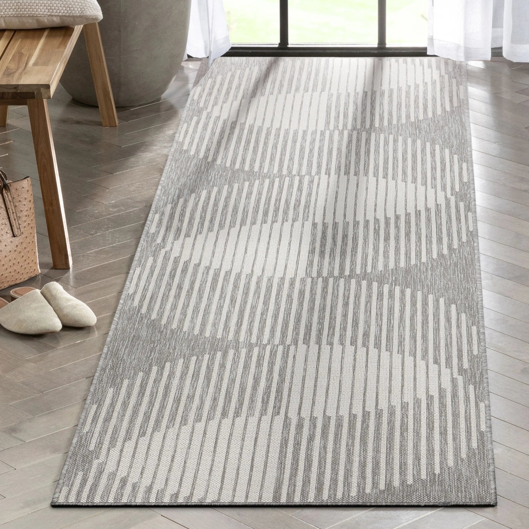 Alder Modern Stripes Indoor/Outdoor Ivory Grey Flat-Weave Rug、mySite、gigharbornorthrealestate