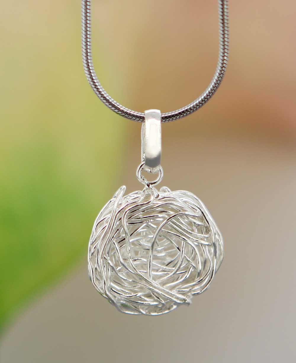 Sterling Silver Wire Wrap Nest Motherhood Pendant、mySite、topwebapps