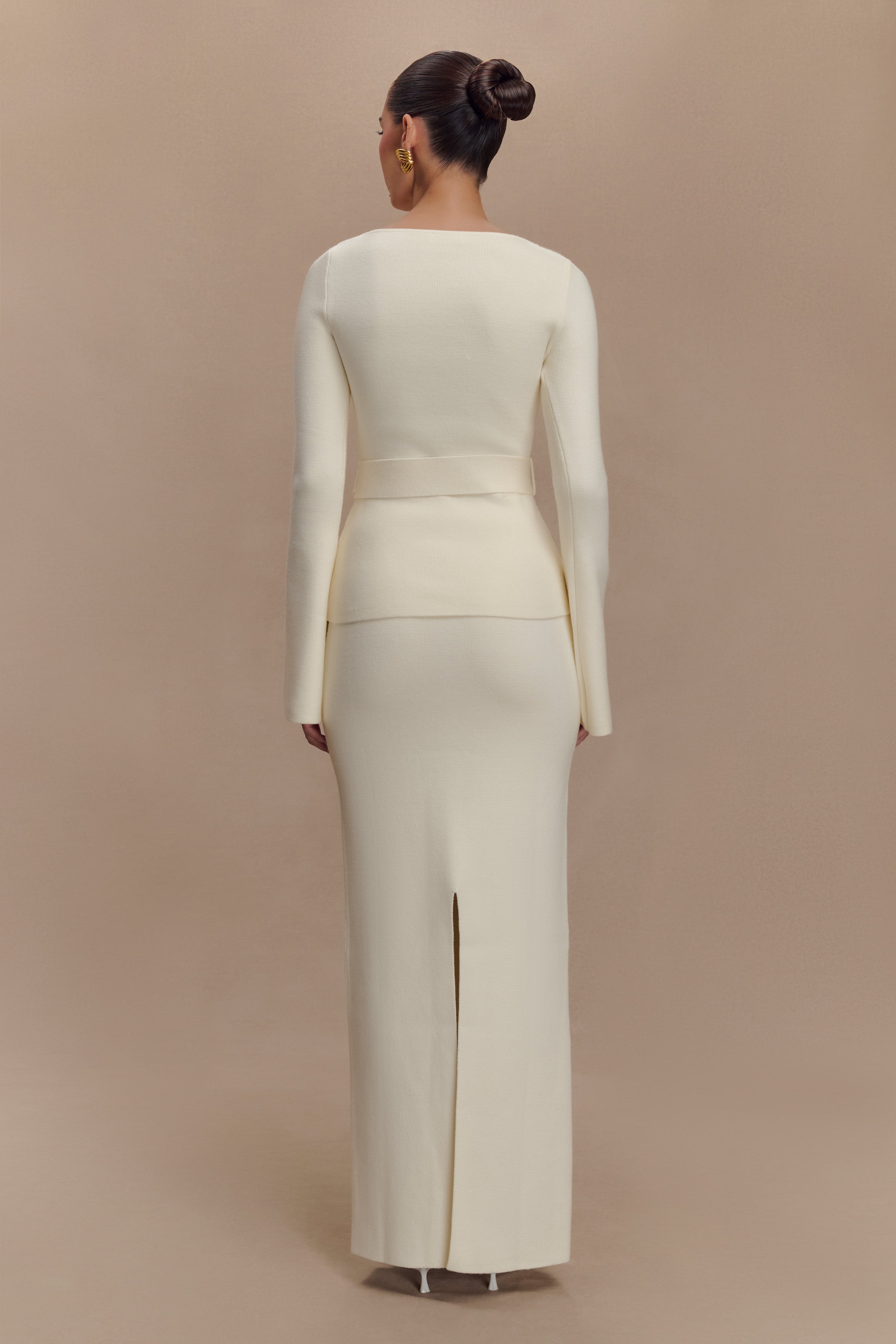 Kyle Knit Maxi Skirt - Ivory、mySite、solidvoid