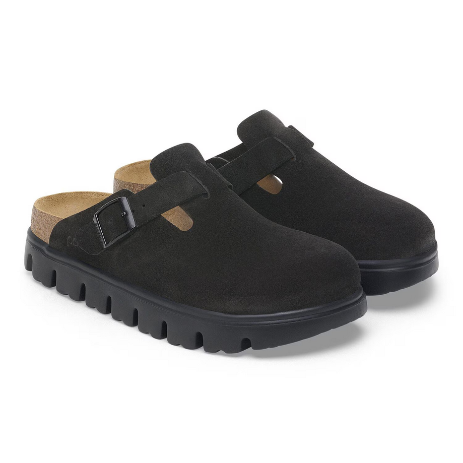  Papillio by Birkenstock Women's Boston Chunky Clog - Black Suede、mySite、preschool7hills