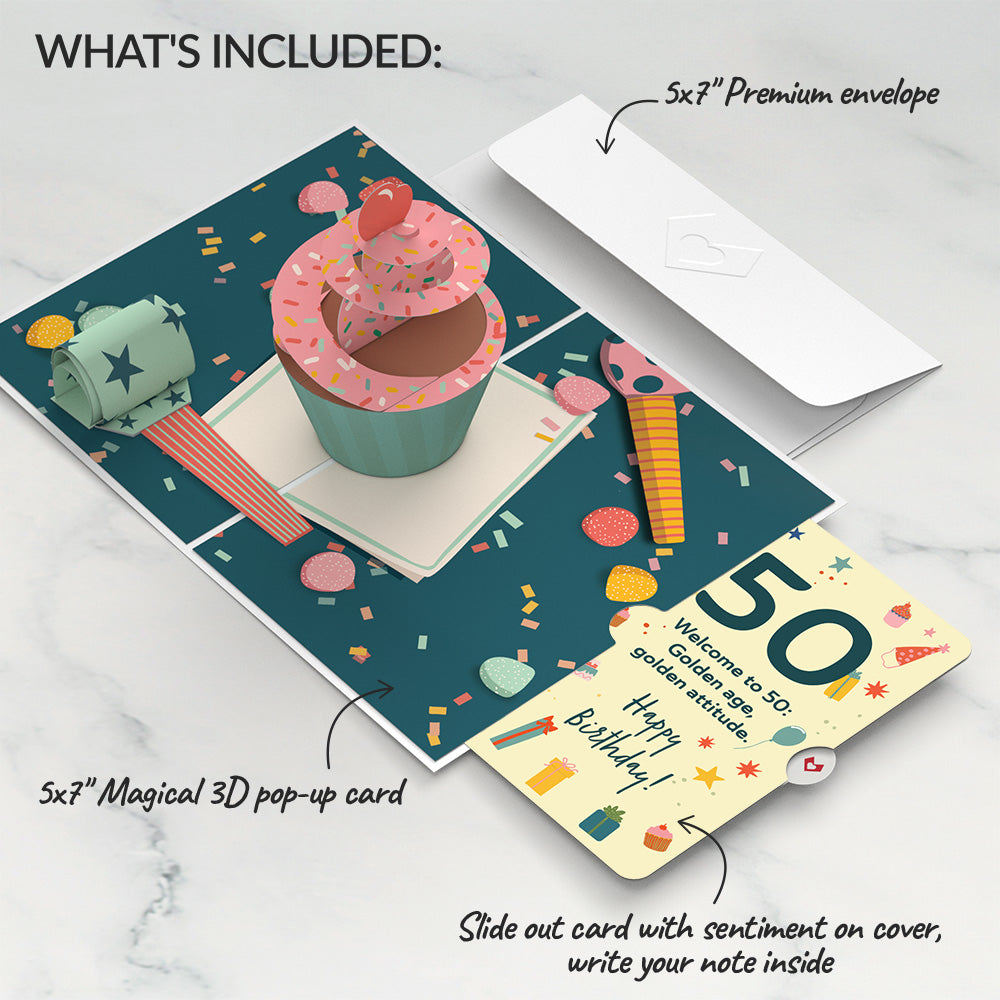 50th Birthday Cupcake Pop-Up Card and Sentiment Set、mySite、solidvoid