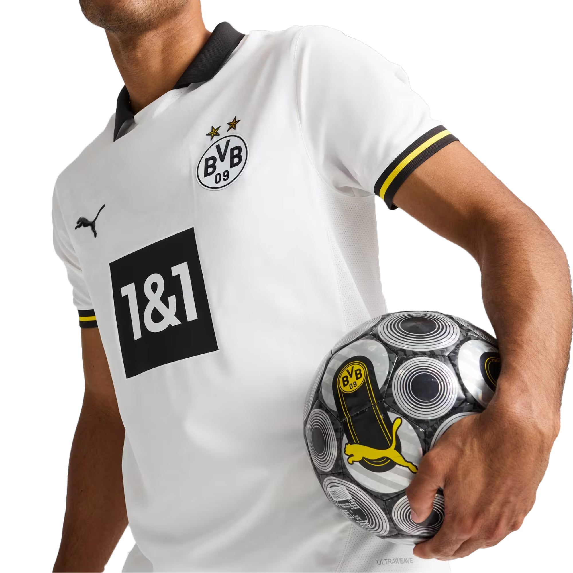 PUMA Men's Borussia Dortmund 2024/25 Authentic Third Jersey White/Black、mySite、bottomscart