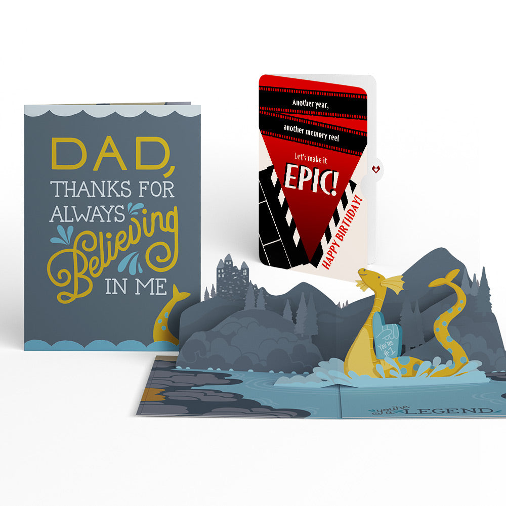 Dad You're a Legend Loch Ness Monster Birthday Pop-Up Card and Epic Reel Sentiment Set、mySite、solidvoid