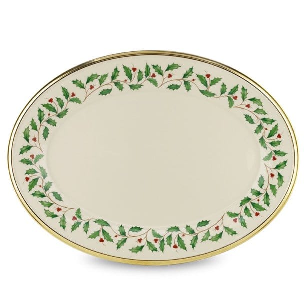 Lenox Holiday 16 Oval Ivory Bone Serving Platter with Gold Rim、mySite、g9winljtr