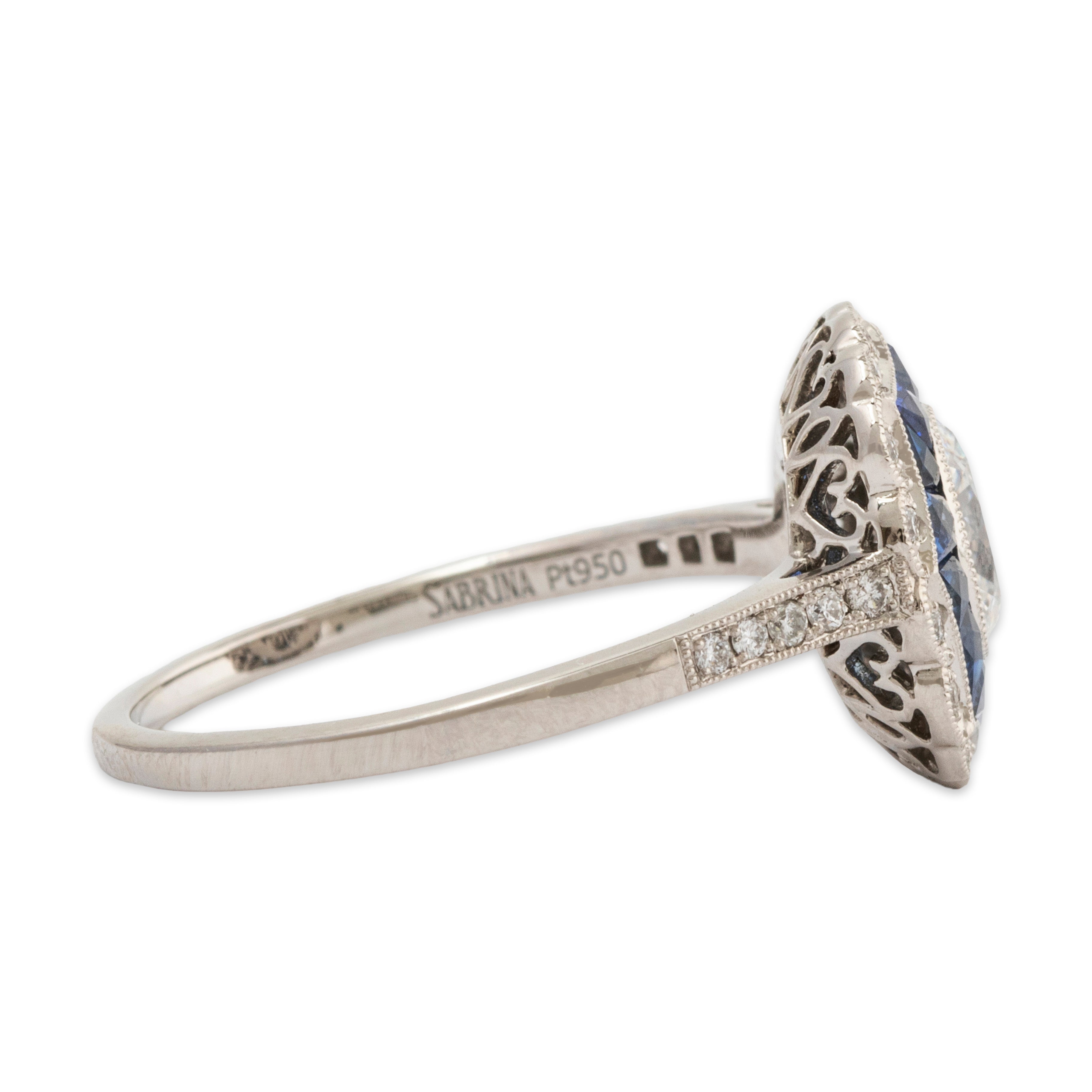 Abbott & Oaks Platinum Diamond Sapphire Art Deco Style Engagement Ring 6.5、mySite、hinf8tx79