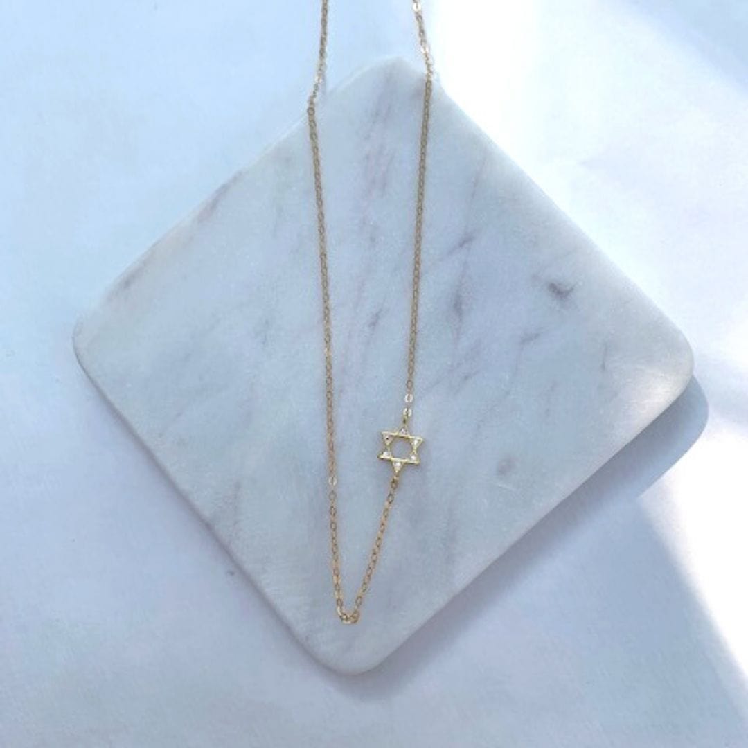 Offset Sparkle Star of David Necklace - Gold or Silver、mySite、topwebapps