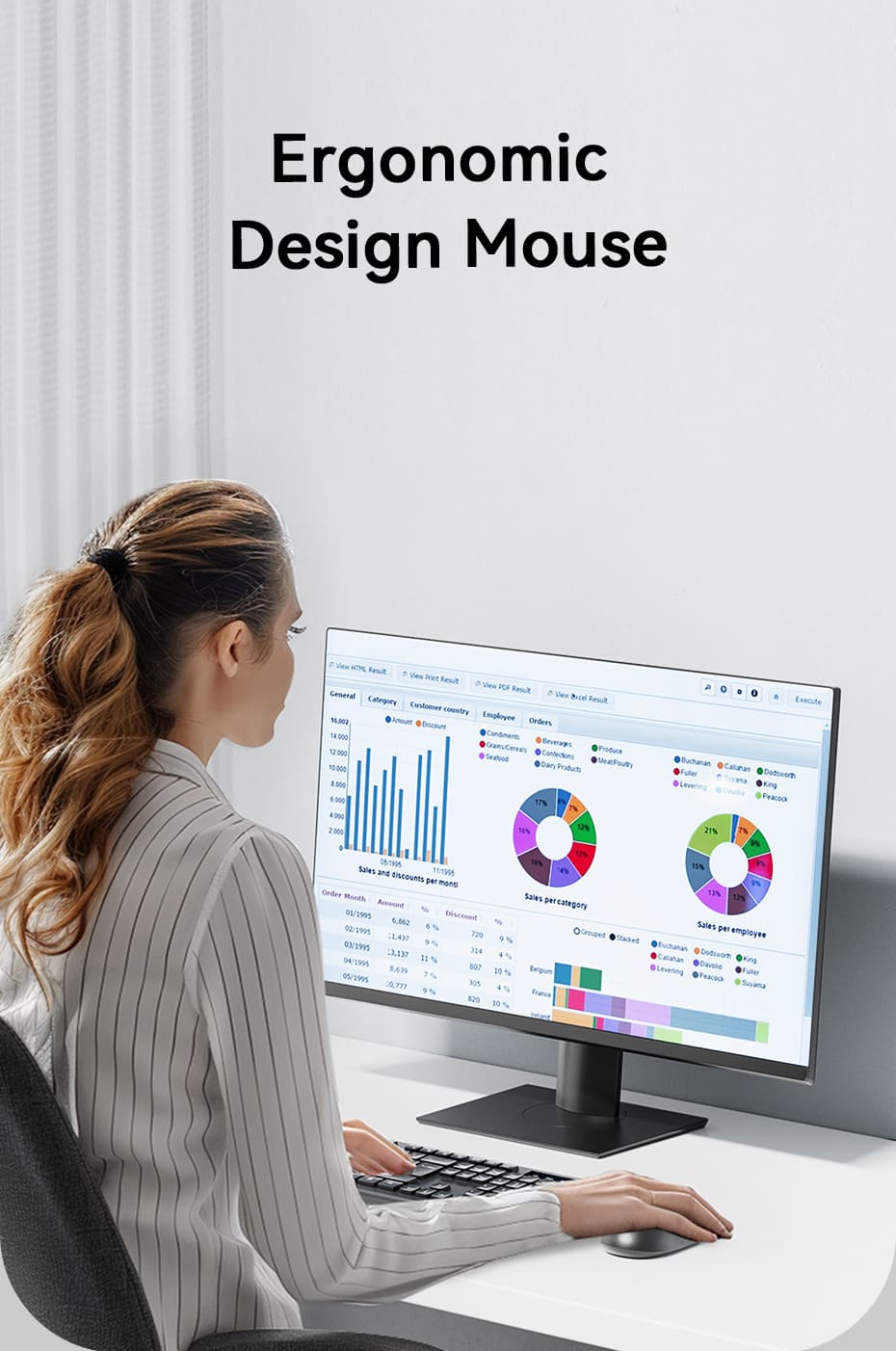 Wireless Full-Sized Keyboard and Mouse Combo with Mouse Pad Black Slim Type