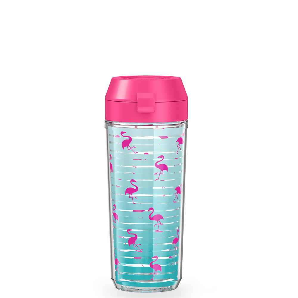 18oz DOUBLE WALL WATER BOTTLE SUMMER FLAMINGOS、mySite、noshort