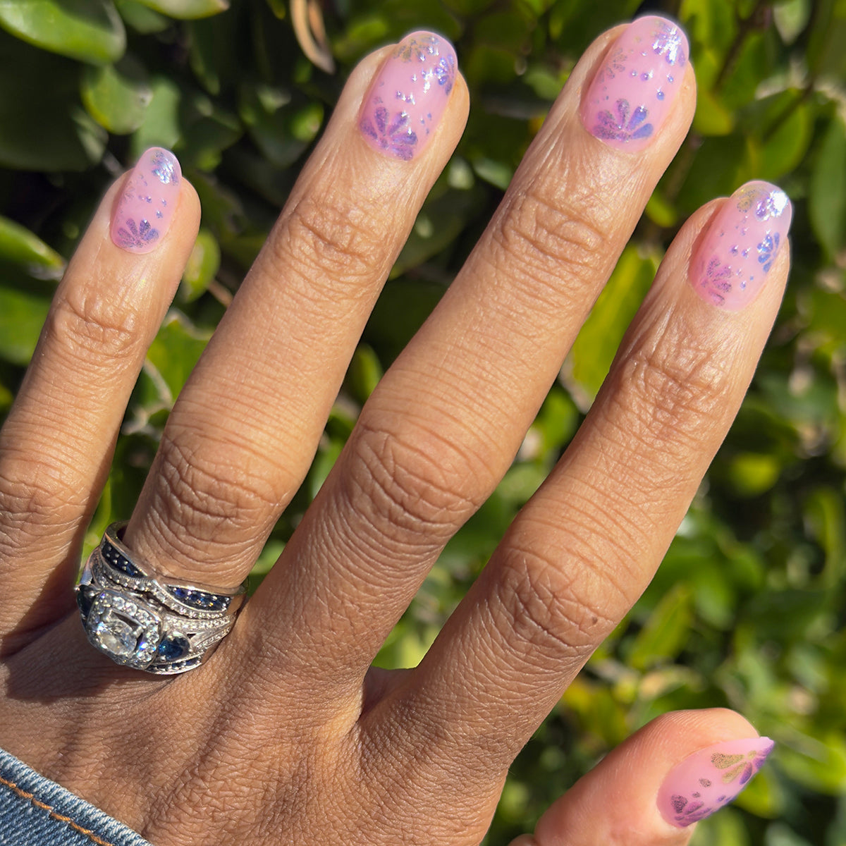 3D Chrome Blooms - Press-On | Short | Round、mySite、solidvoid