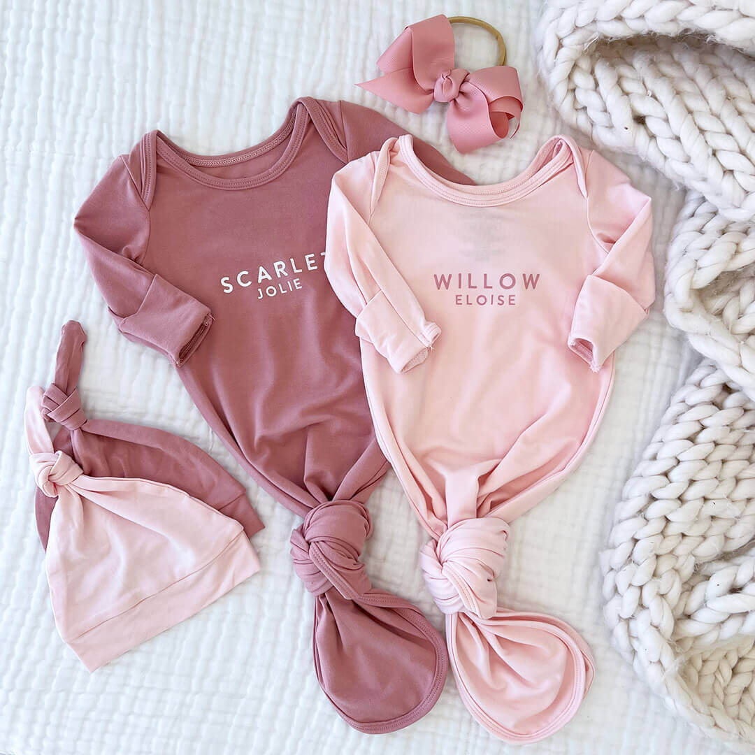  Personalized Bamboo Newborn Baby Knot Gown | Pretty in Pink - Block、mySite、layawaytickets