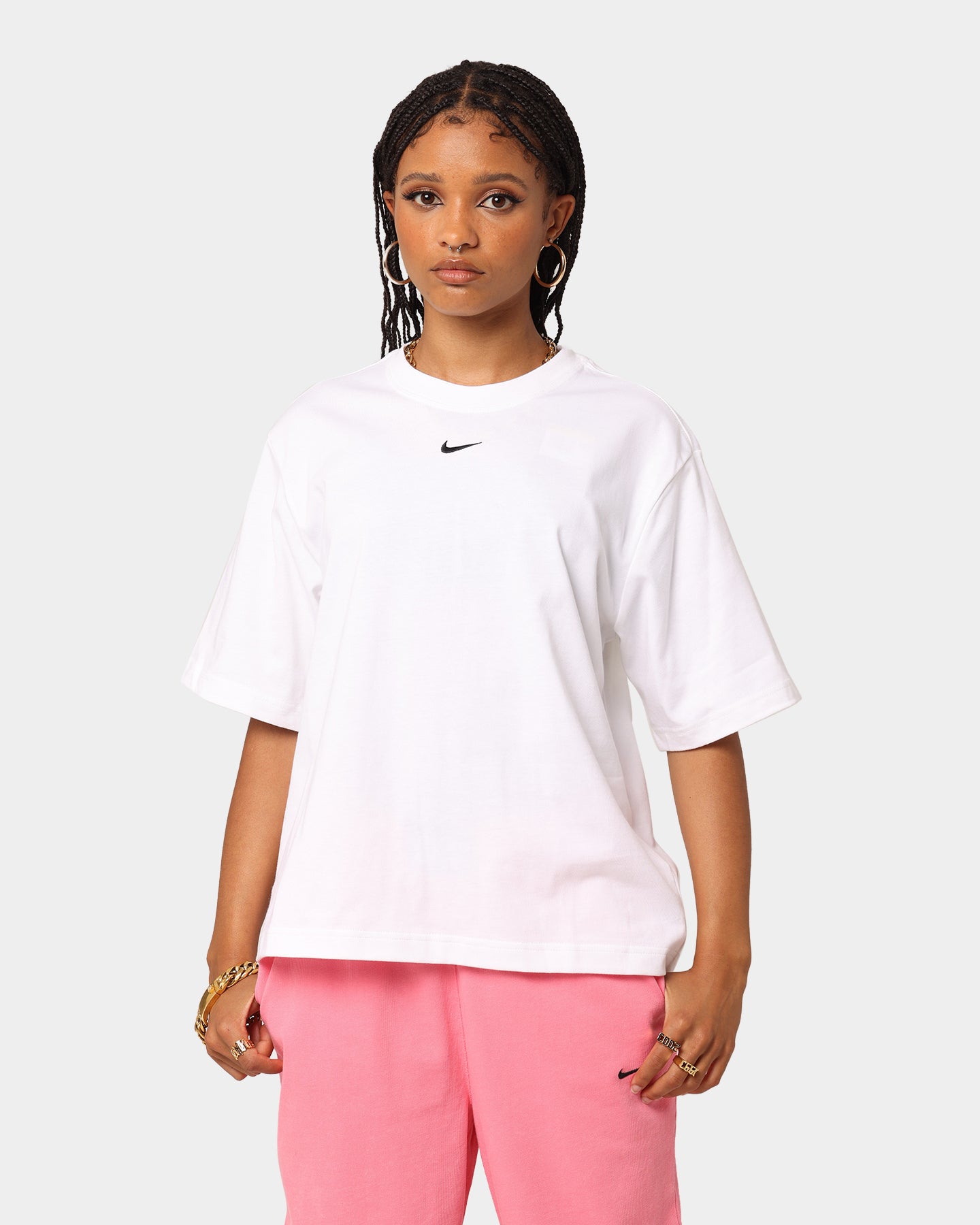 Nike Women's NSW Essential Boxy T-Shirt Black/White、mySite、zt4zffjzw