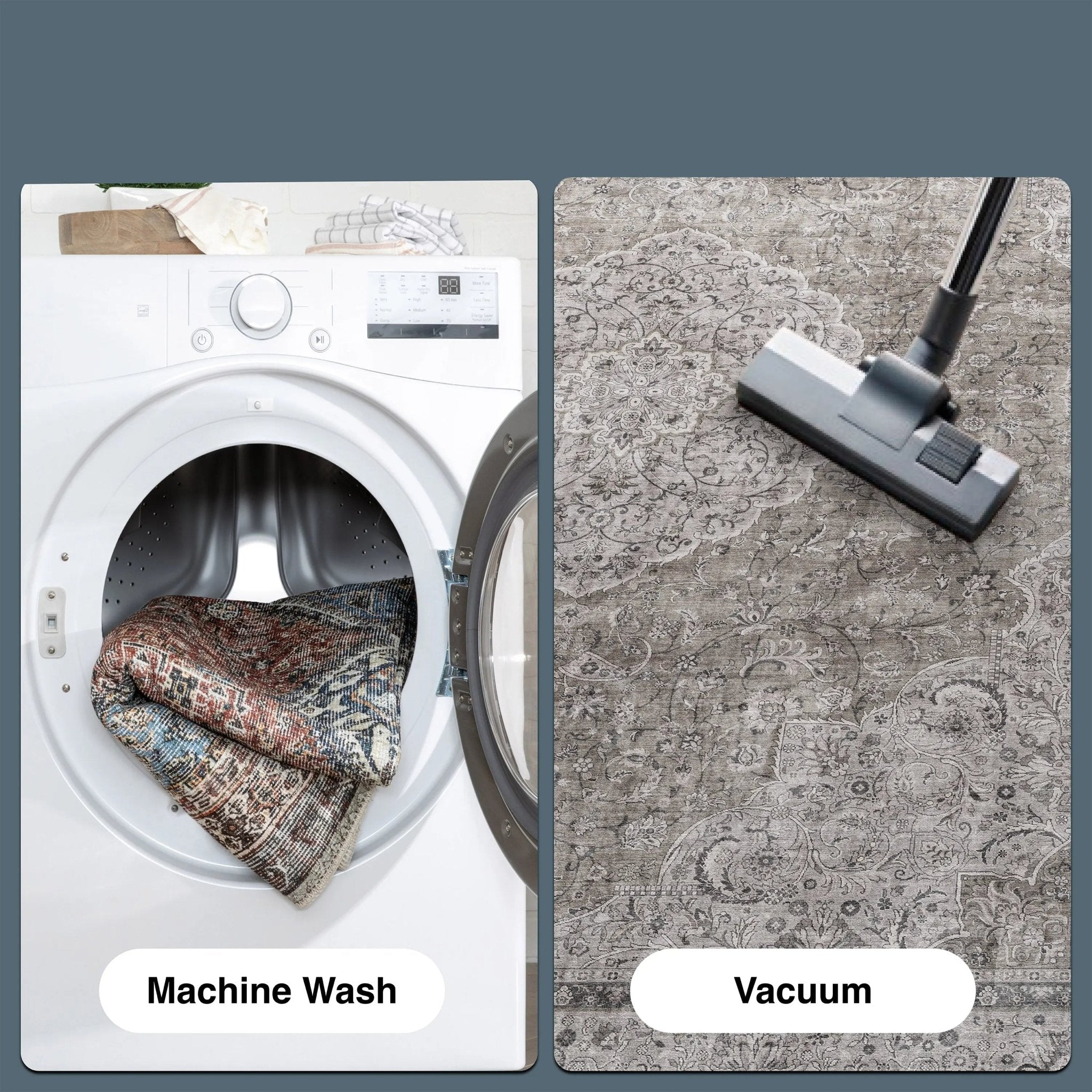 Asha 2-in-1 Odette Vintage Flat-Weave Rug + Rug Pad Included、mySite、gigharbornorthrealestate