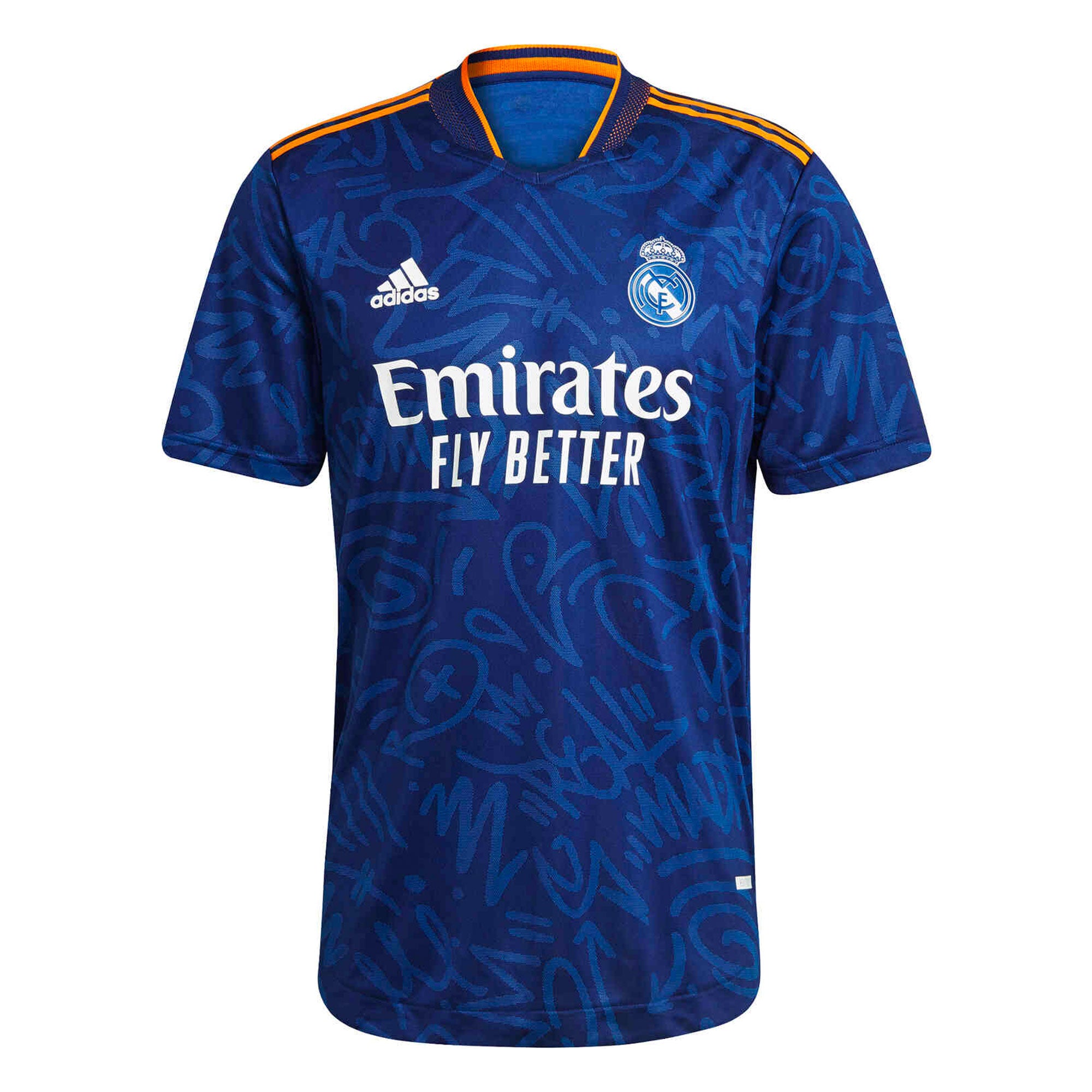 adidas Men's Real Madrid 2021/22 Authentic Away Jersey Blue/Orange、mySite、noshort