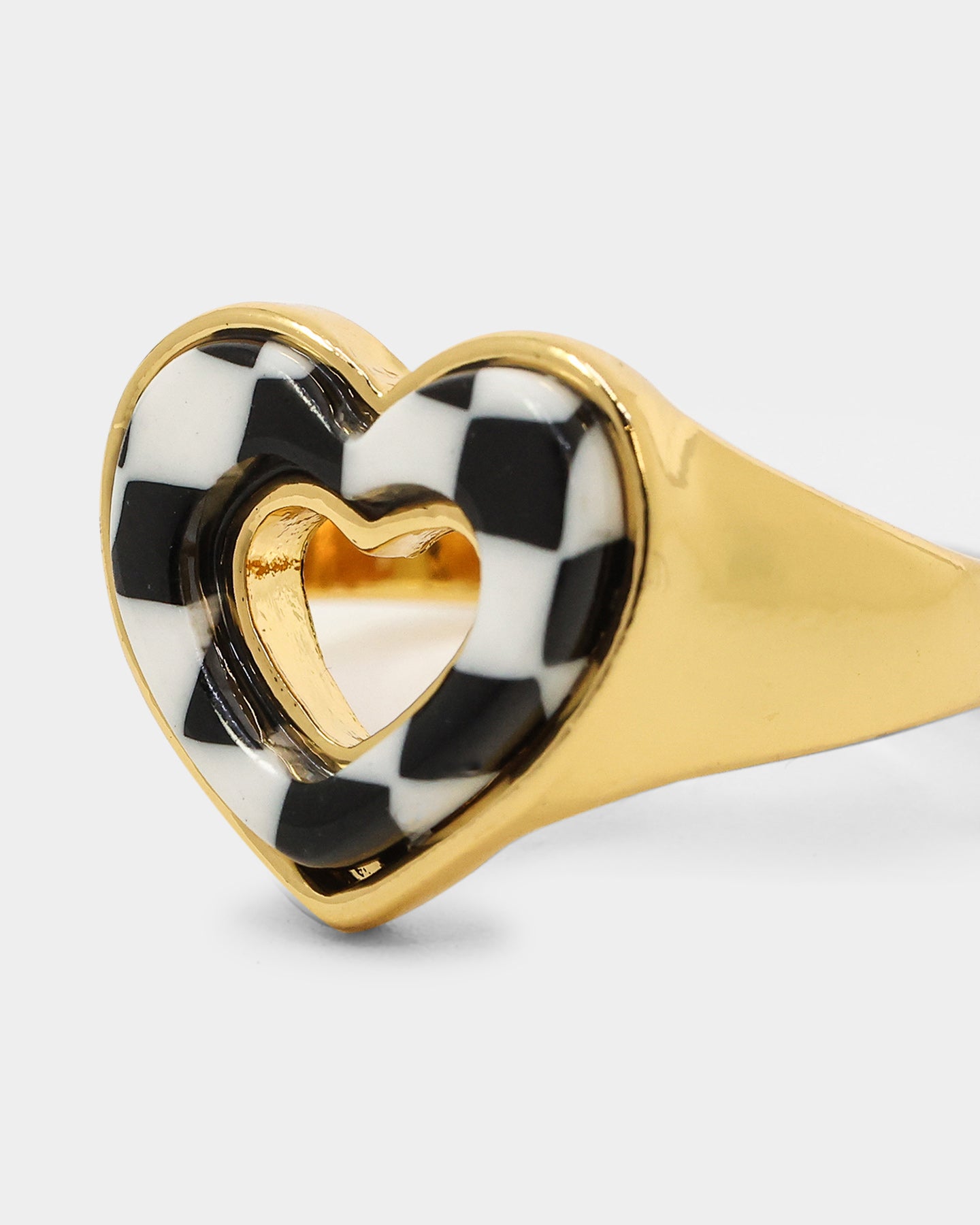 Raising Hell Checkered Heart Ring Gold/Black、mySite、zt4zffjzw