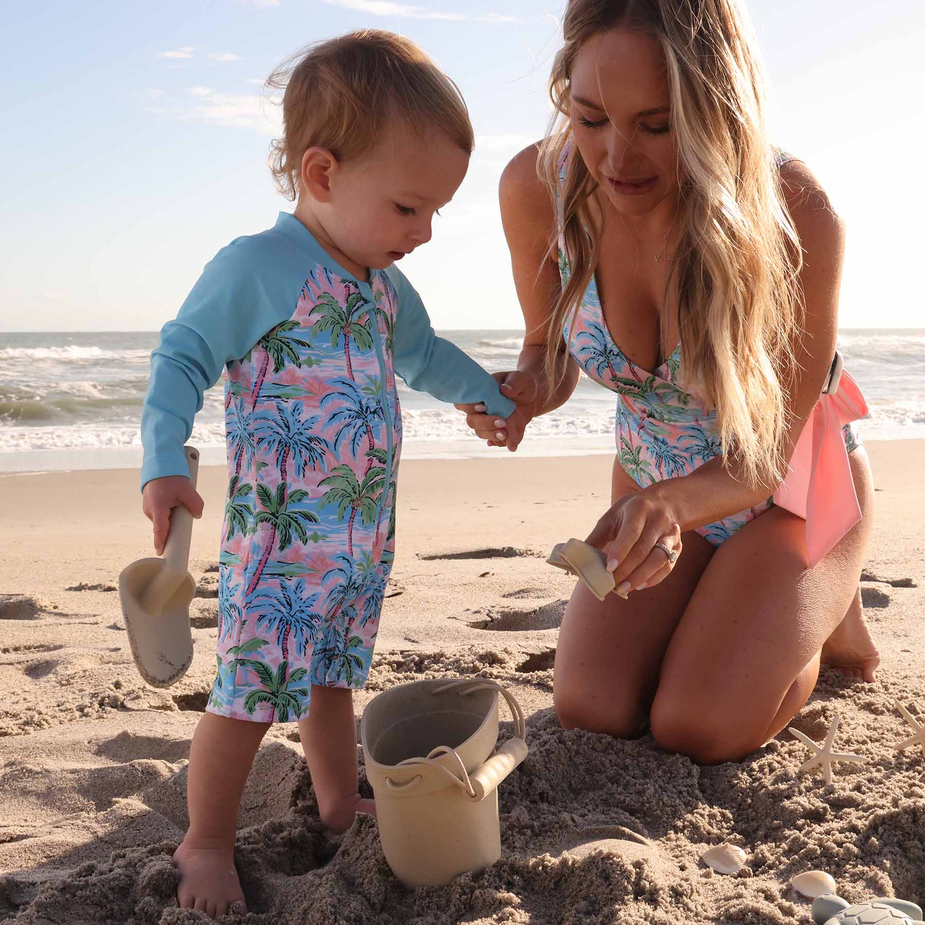  Long Sleeve Rash Guard Swim Romper Shortie | Pastel Palms、mySite、layawaytickets