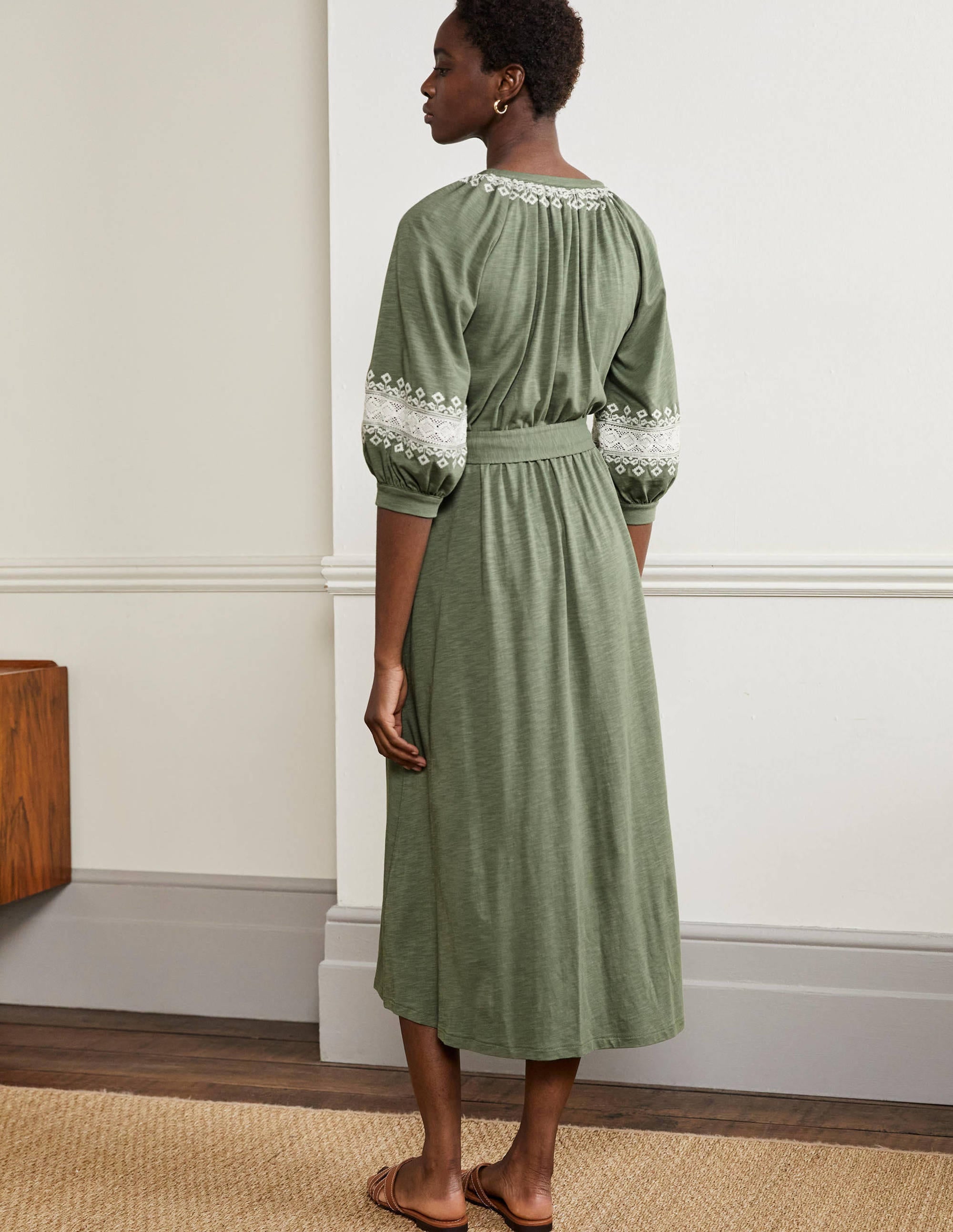  Crochet Trim Jersey Midi Dress-Alder、mySite、ashleygrahame