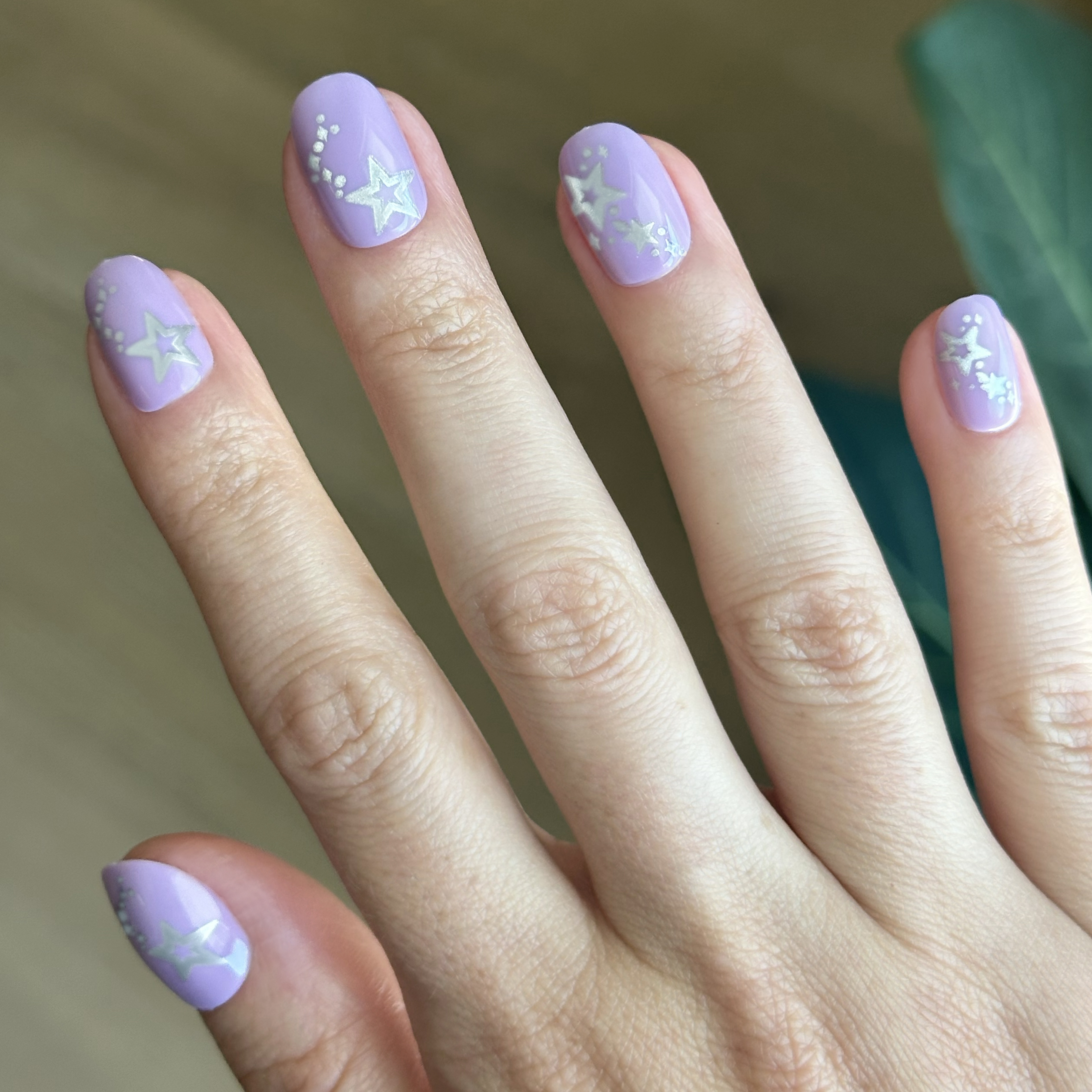 Lavender Iridescent Stars - Press-On | Extra Short | Round、mySite、solidvoid