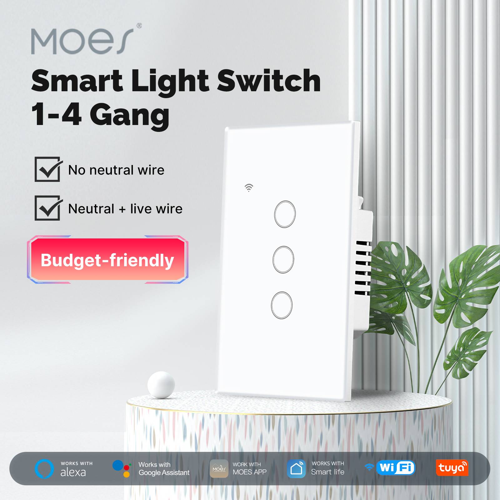 WiFi Smart Light Switch Wall Touch Glass Switch No Neutral Wire Required US Standard、mySite、fannypackpong