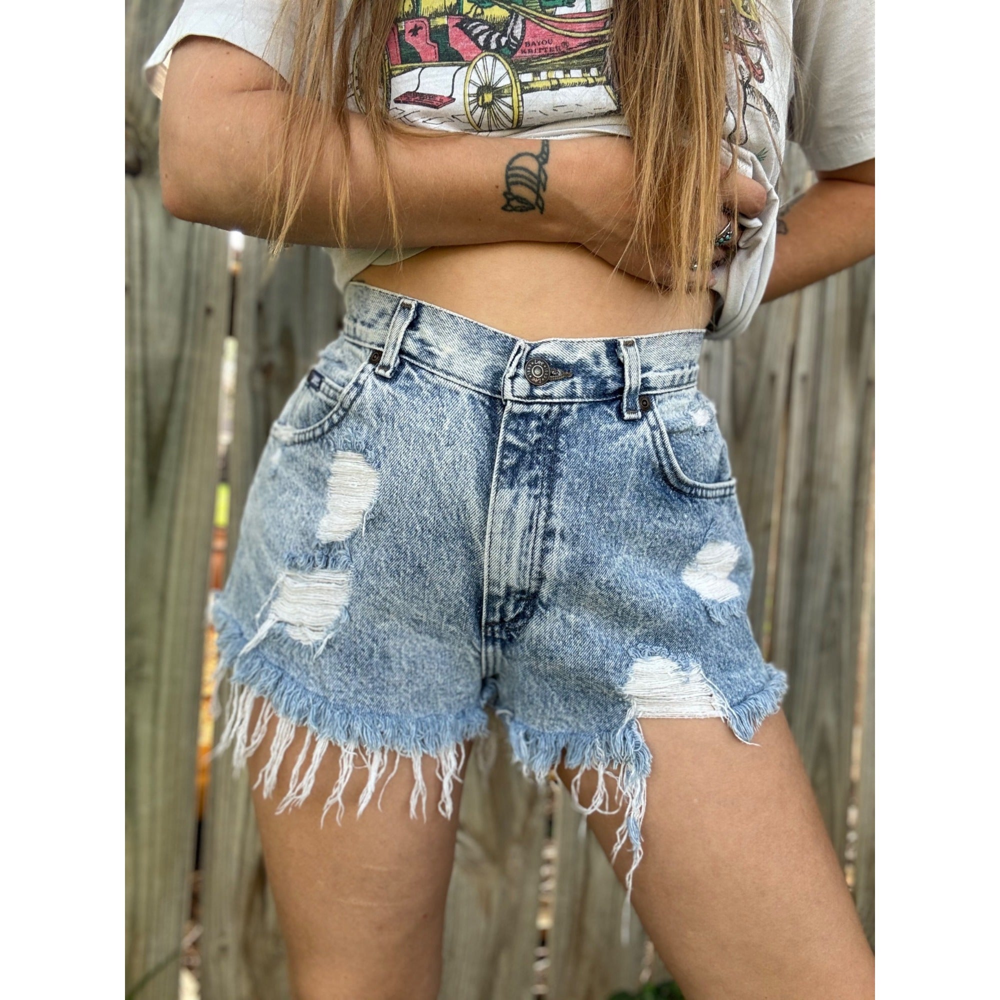 90's Lee Distressed Cut Off Raw Hem Denim Jean Shorts Size 29、mySite、garagedoors4me