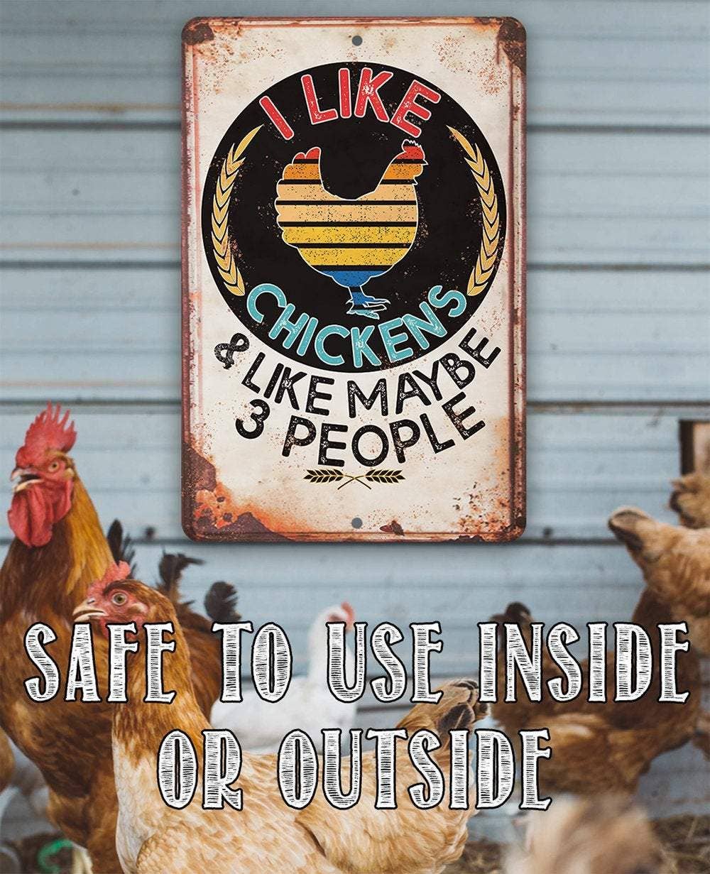 Lone Star Art - I Like Chickens - Metal Sign、mySite、g9winljtr