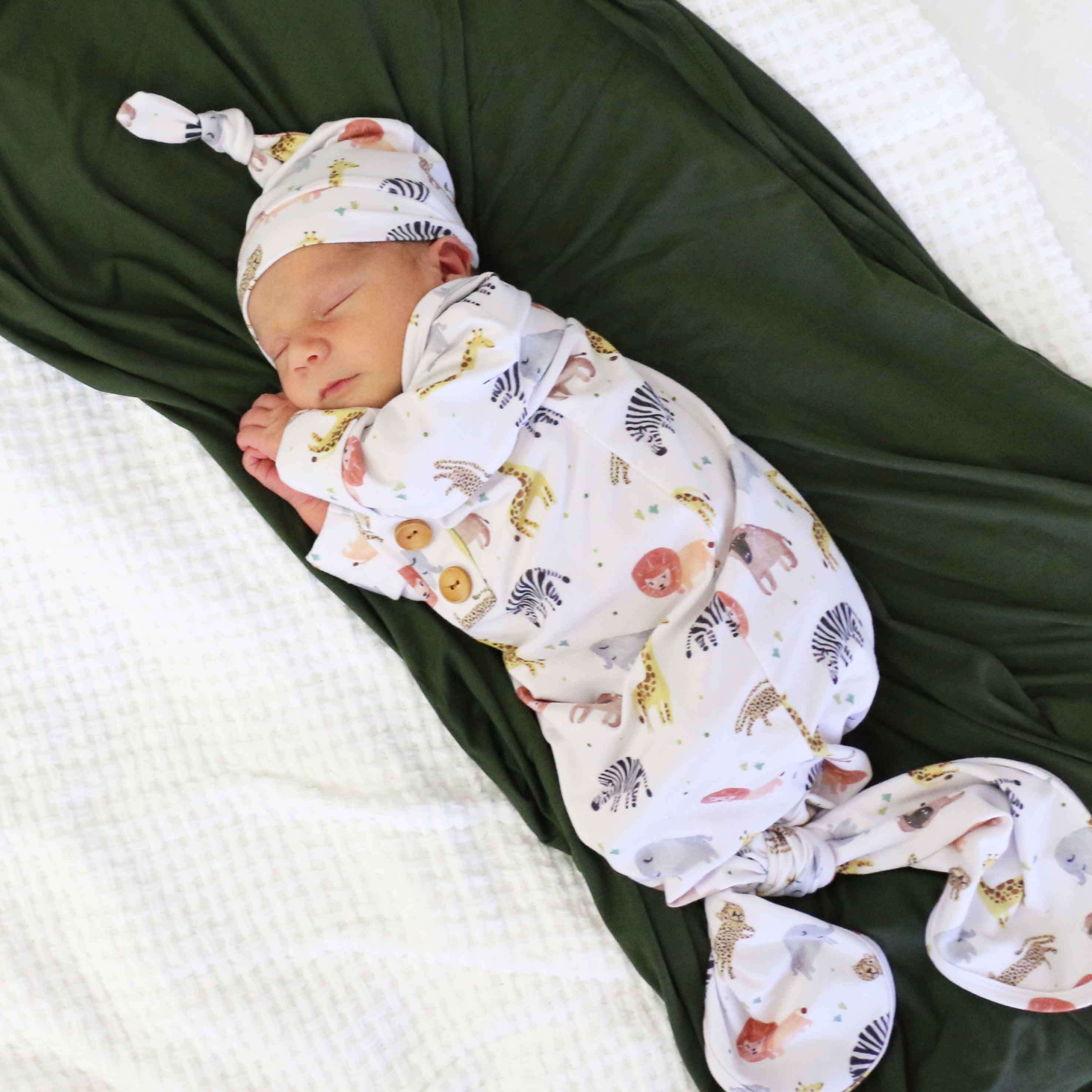  Safari Party Newborn Baby Knot Gown & Hat Set、mySite、layawaytickets