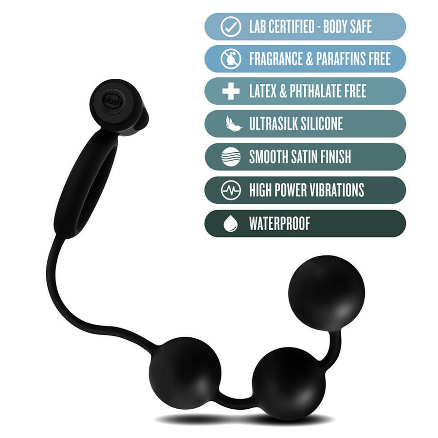 Anal Adventures Platinum Silicone Anal Beads with Vibrating Cock Ring by Blush Novelties、mySite、bottomscart