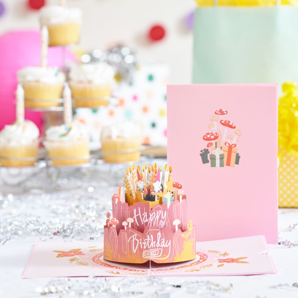 Woodland Gnomes Birthday Cake Pop-Up Card、mySite、solidvoid