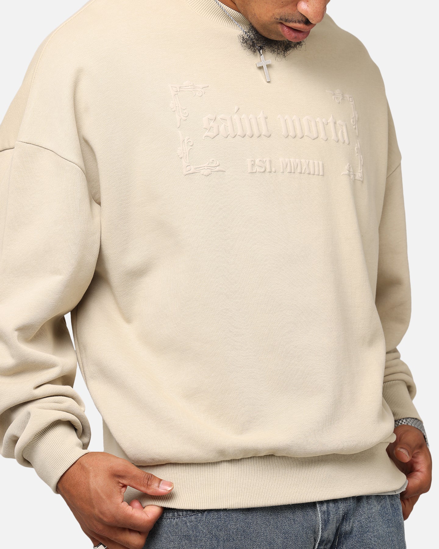 Saint Morta Repentant Heart Crewneck Stone、mySite、zt4zffjzw
