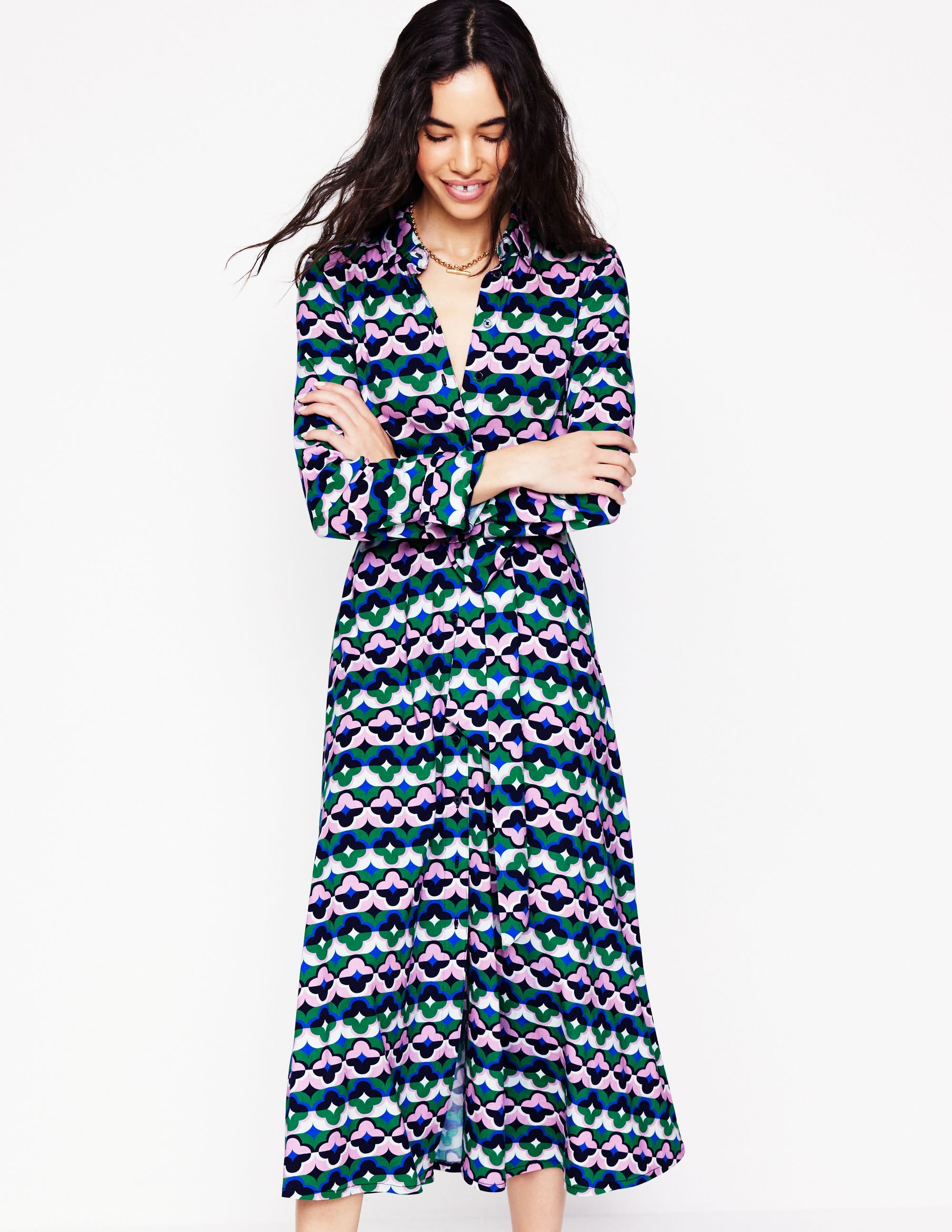  Marcia Jersey Midi Shirt Dress-Rich Emerald, Lucky Clover、mySite、ashleygrahame