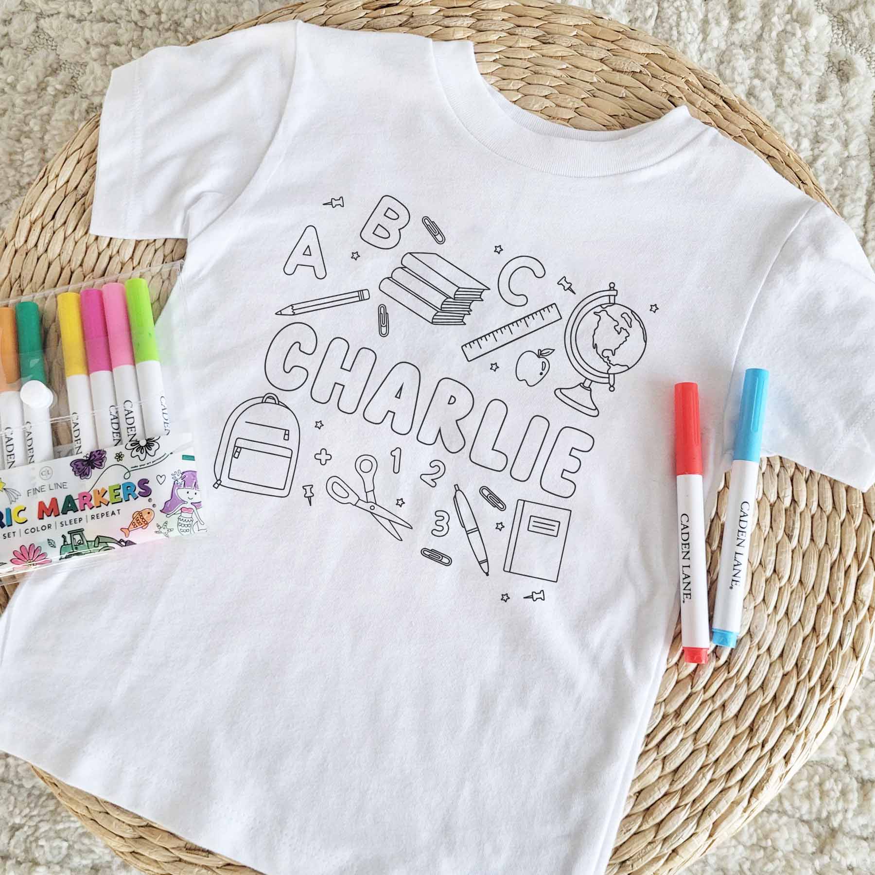  School Days Colorable Personalized Kids Graphic Tee | White、mySite、layawaytickets