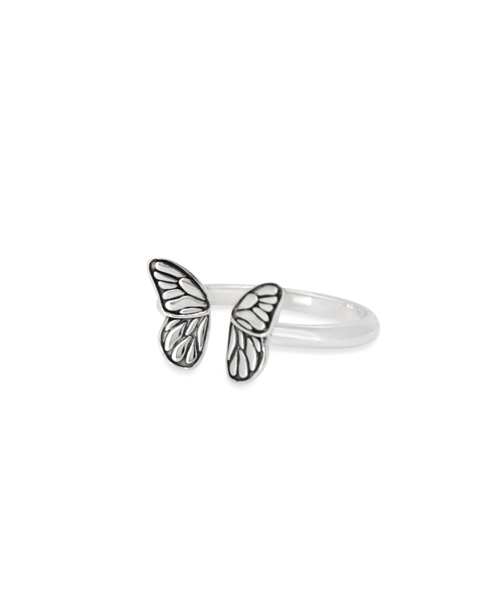 Sterling Silver Butterfly Wing Ring – Adjustable Open Band Design (Sizes 6–8)、mySite、topwebapps