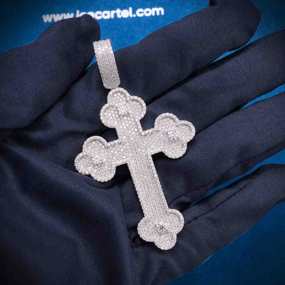 Moissanite Clover Cross Pendant 14K Gold、mySite、hinf8tx79