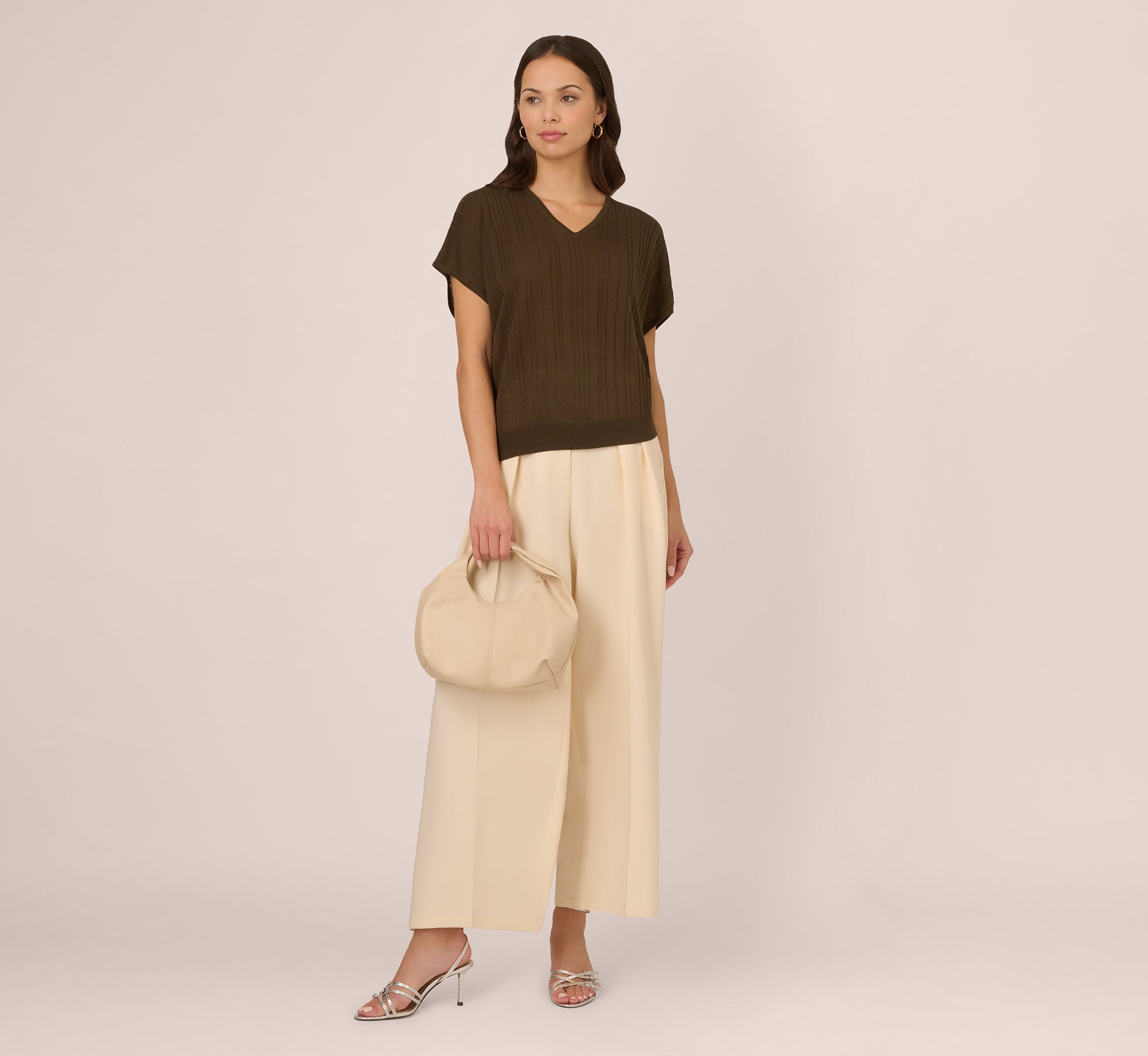 Short Sleeve Lightweight Rib Knit Sweater Top In Chocolate Walnut、mySite、solidvoid