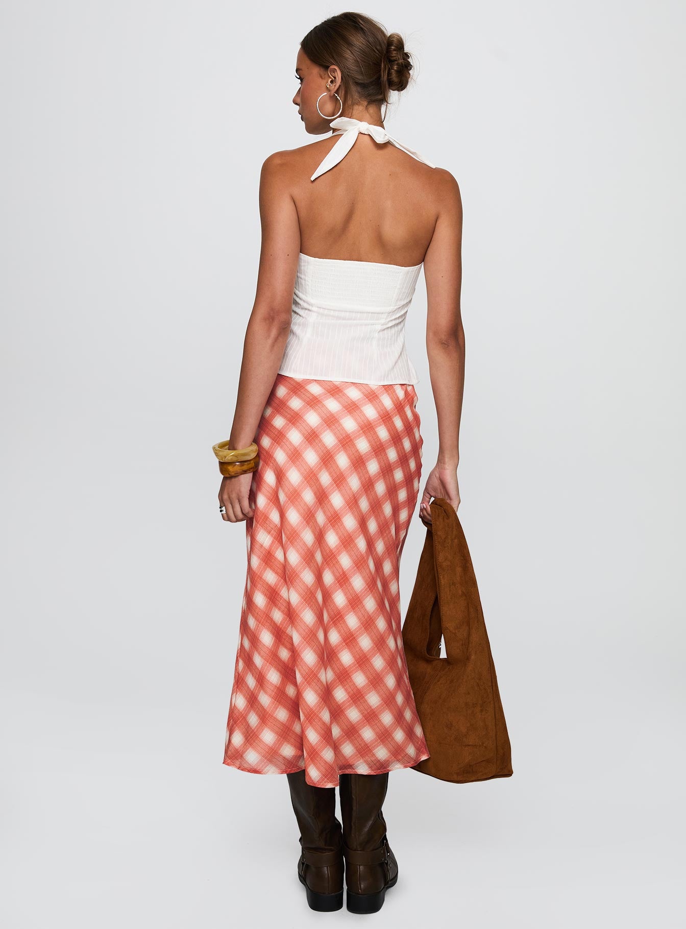 Living Color Maxi Skirt Orange Gingham、mySite、solidvoid