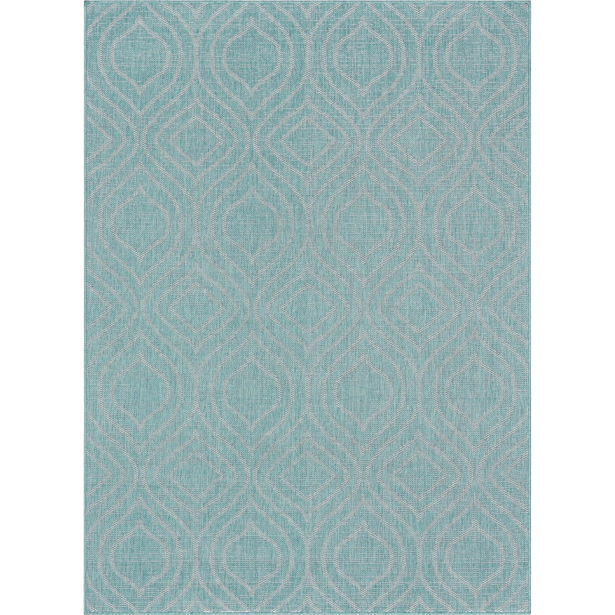 Ludo Lattice Trellis Indoor/Outdoor Blue Textured Rug、mySite、gigharbornorthrealestate