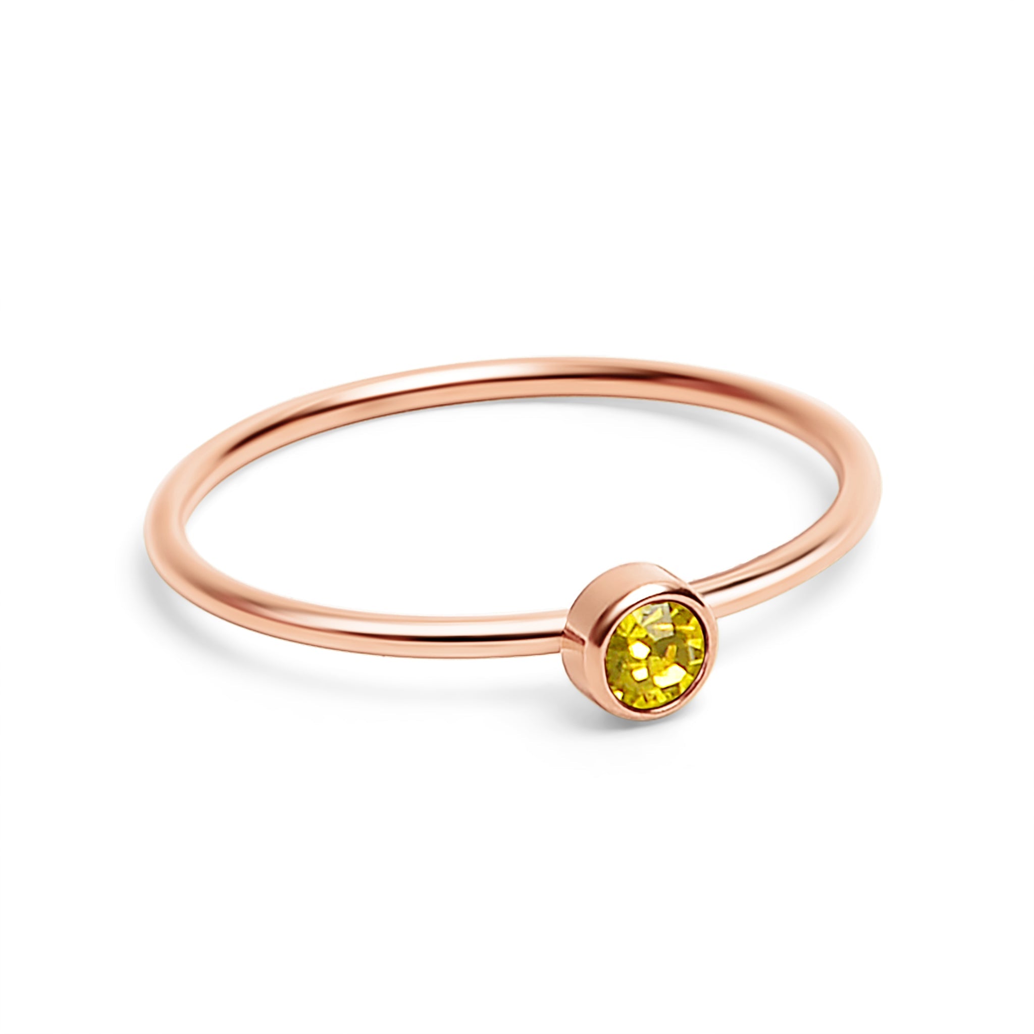 18K Rose Gold PVD Stainless Steel Birthstone Stacking Ring Size 3 / ZRJ1002、mySite、dreamappss