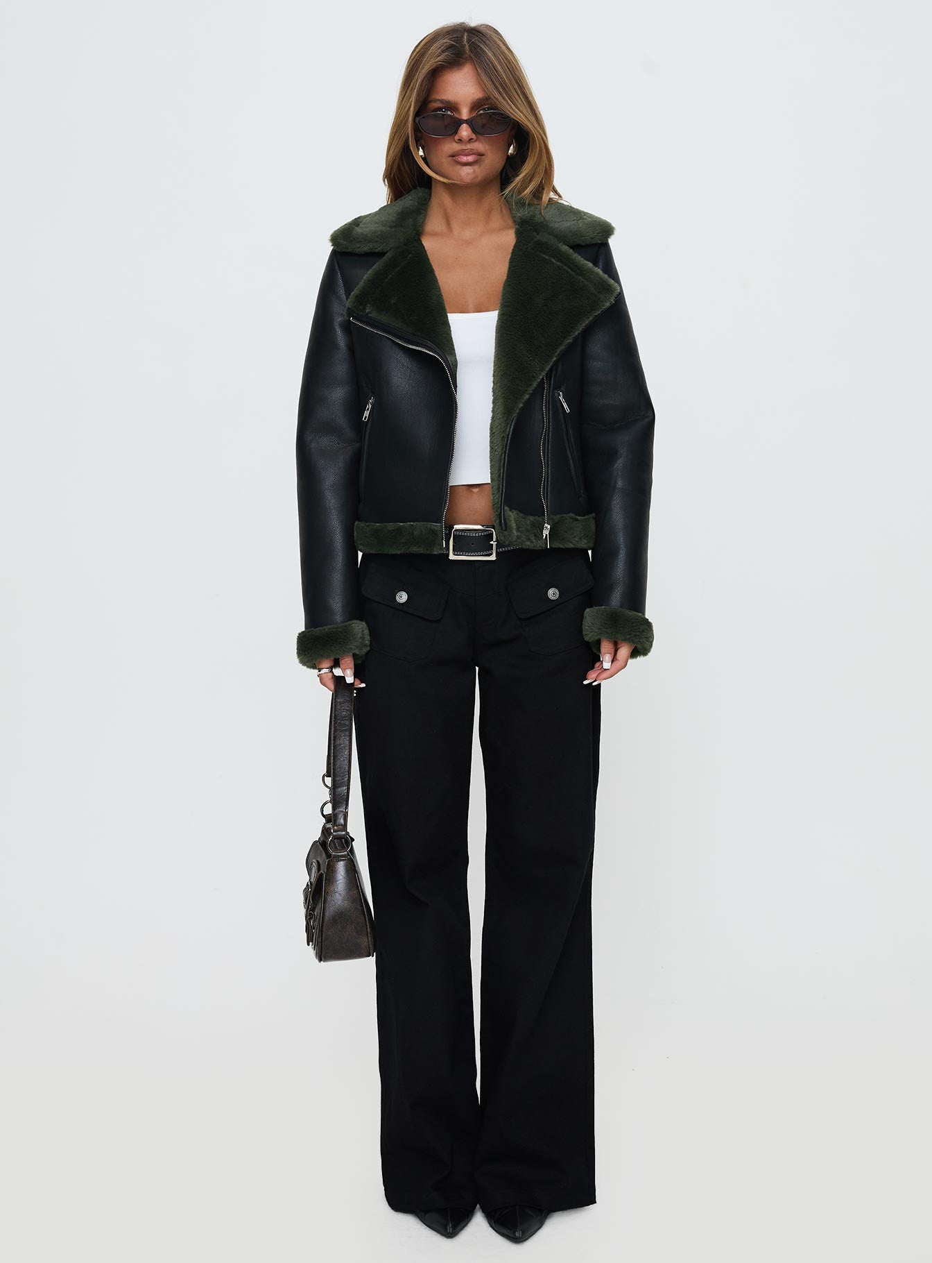 Phaidra Faux Leather Jacket Black、mySite、solidvoid