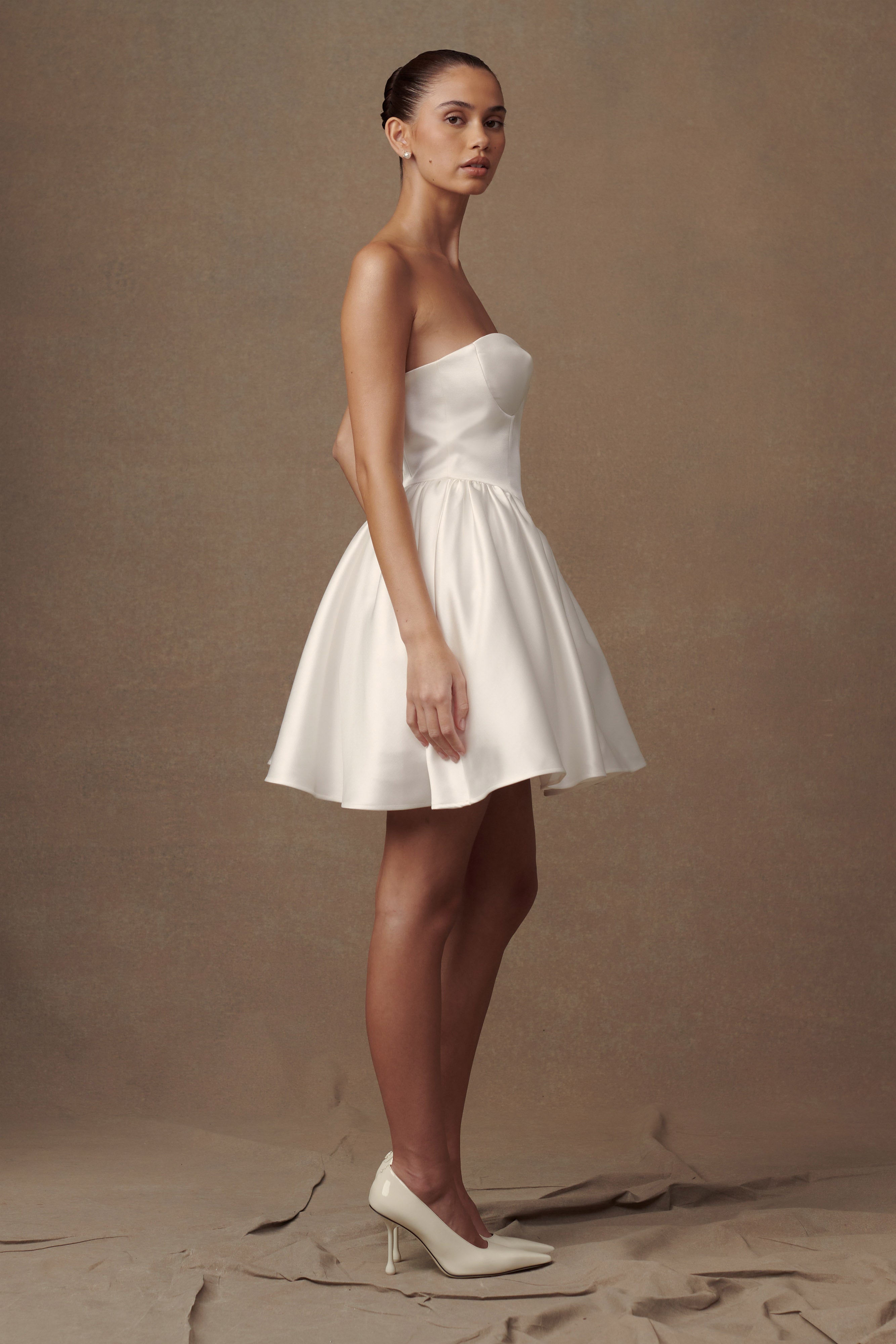 Hollie Structured Corset Mini Dress - White、mySite、solidvoid