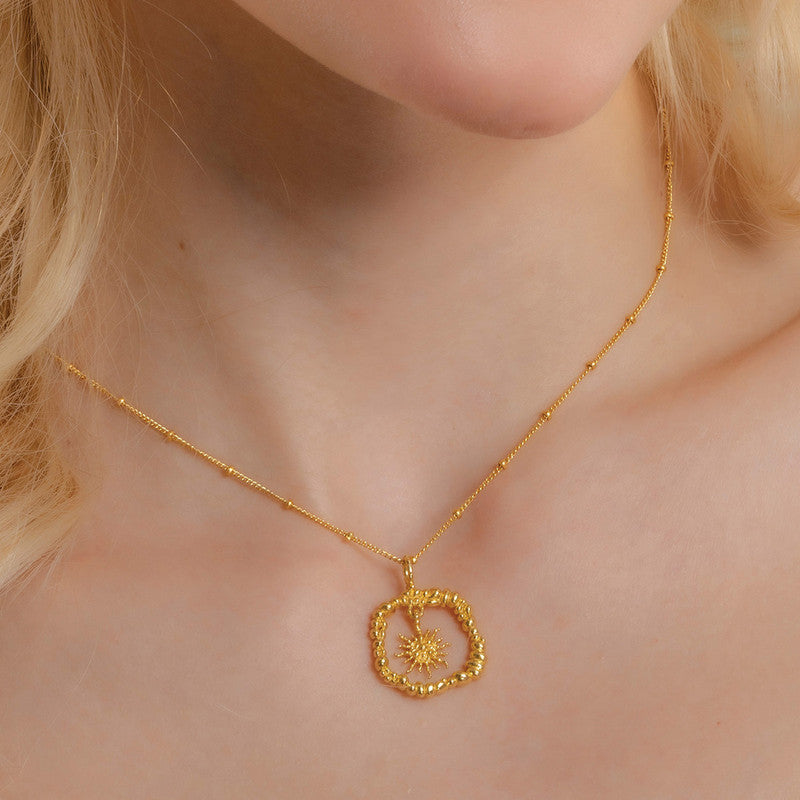 Sun Burst Charm Necklace | 14K Gold Plated、mySite、camillekostekn