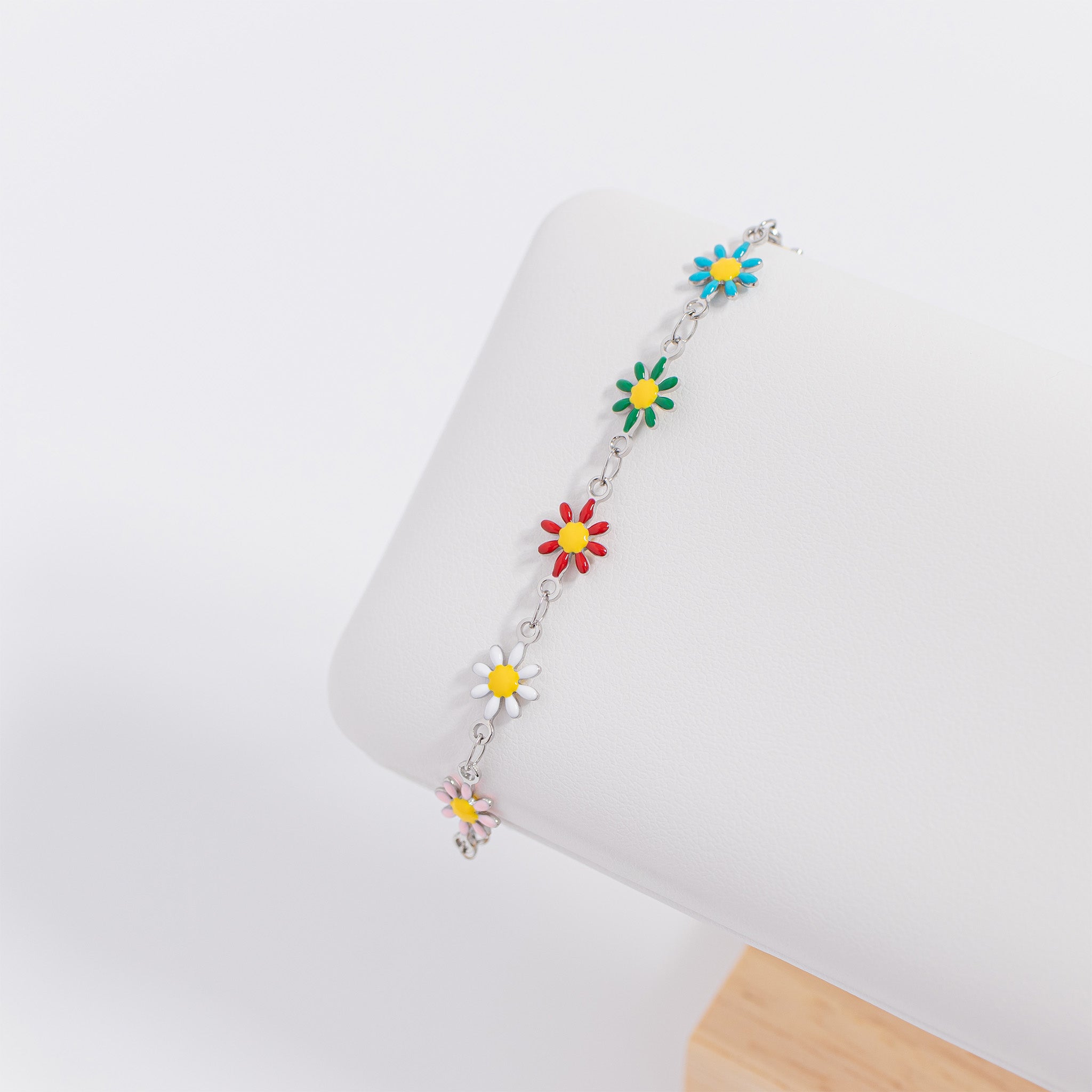 18K Gold PVD Multi Colored Floral Chain Bracelet / BRJ1063、mySite、dreamappss