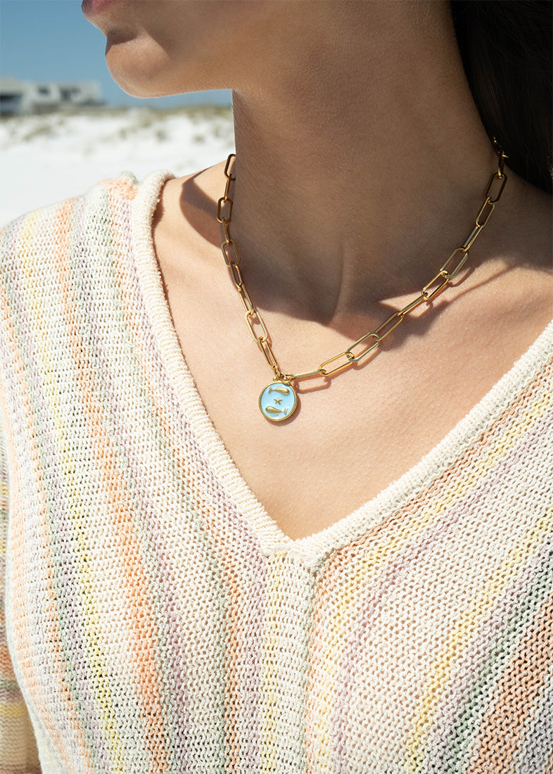 18K Gold PVD Stainless Steel Epoxy Filled Zodiac Pendants / PDL0218、mySite、dreamappss