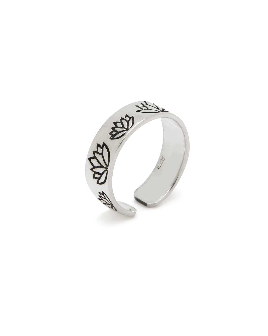 Sterling Silver Engraved Lotus Ring, Adjustable by Buddha Groove、mySite、topwebapps