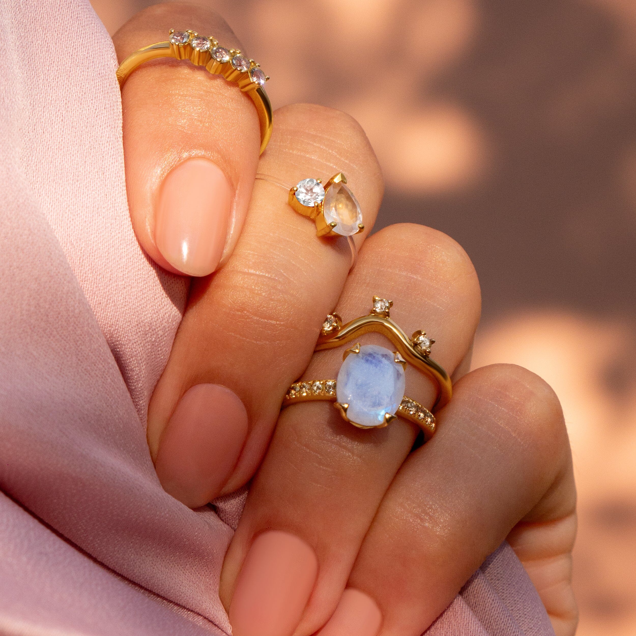 Floating Ring - Toi Et Moi Moonstone & White Topaz、mySite、hinf8tx79