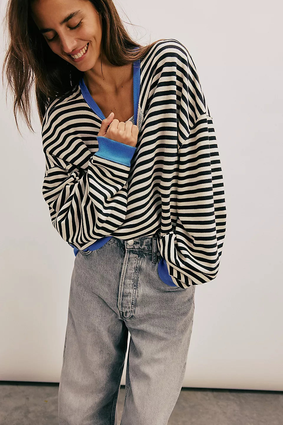 We The Free People Classic Striped Oversized Crew、mySite、garagedoors4me