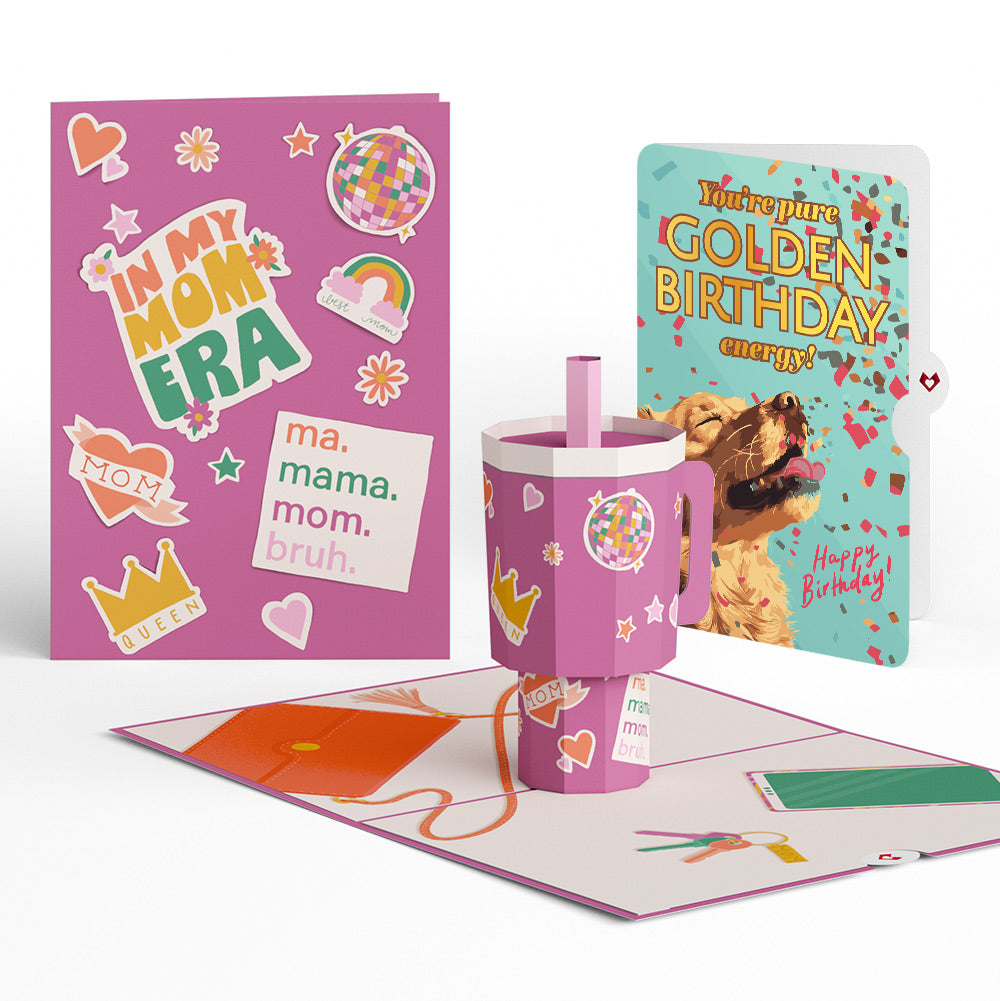 Mom Era Tumbler Birthday Pop-Up Card and Golden Energy Sentiment Set、mySite、solidvoid